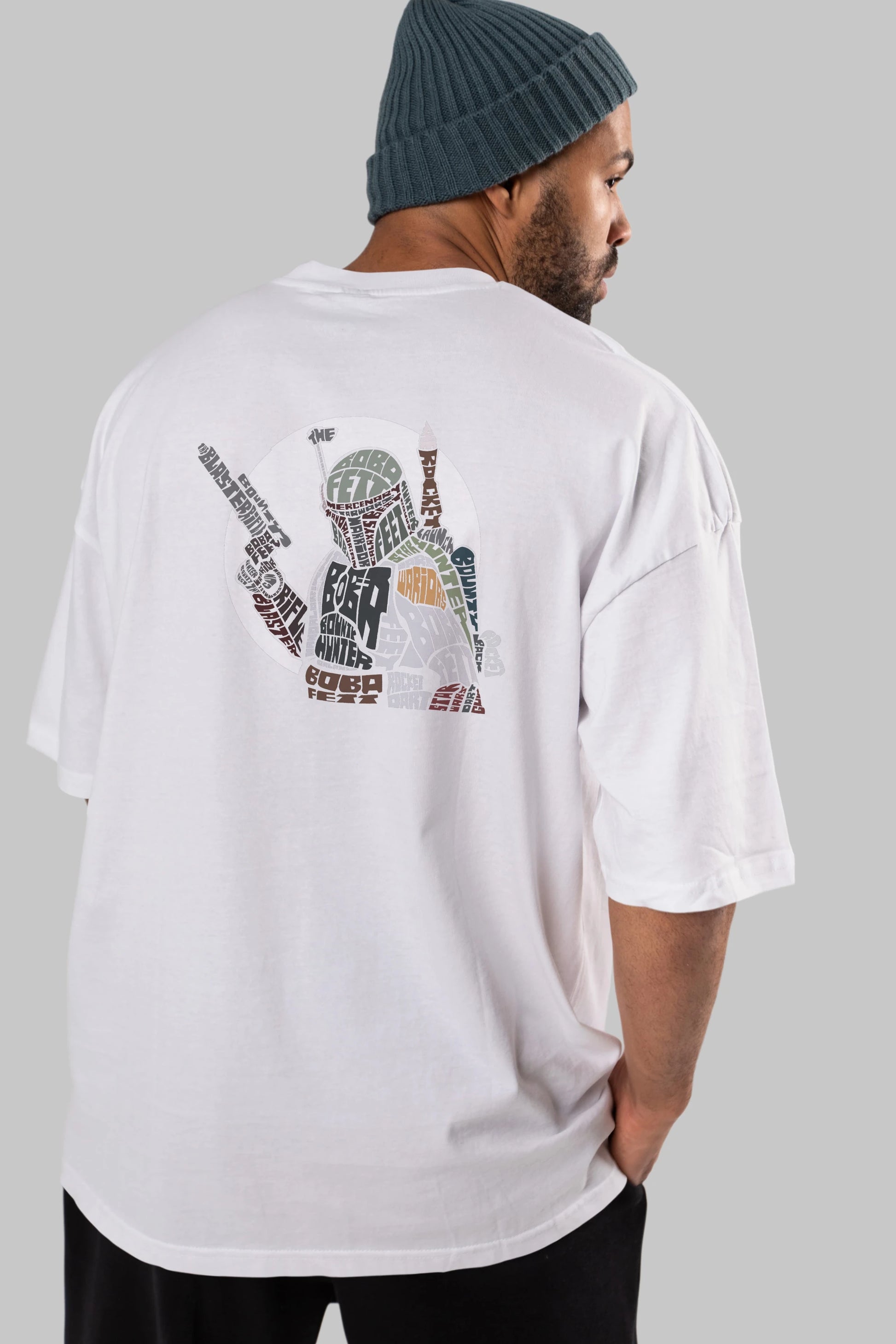 Boba Fett Arka Baskılı Oversize t-shirt %100 pamuk Erkek Kadın Unisex