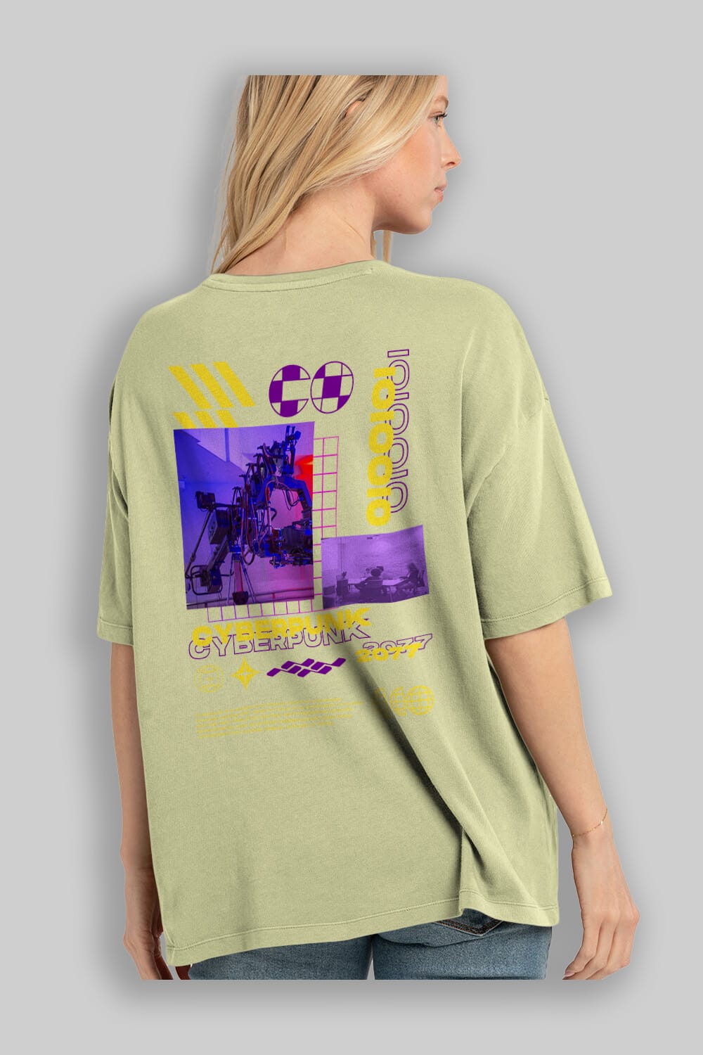 Cyberpunk Yazılı Arka Baskılı Oversize t-shirt Erkek Kadın Unisex