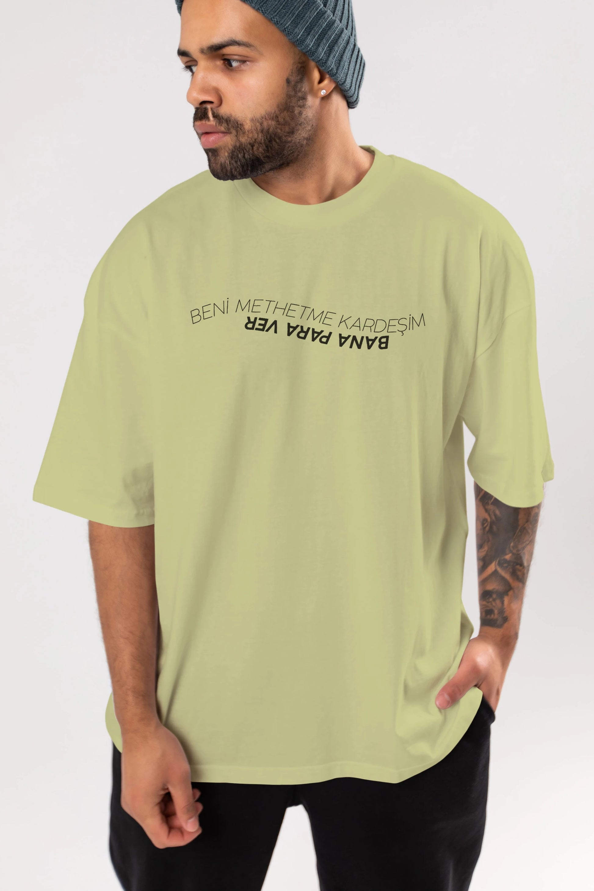 Beni Methetme Kardeşim Ön Baskılı Oversize t-shirt %100 pamuk Erkek Kadın Unisex