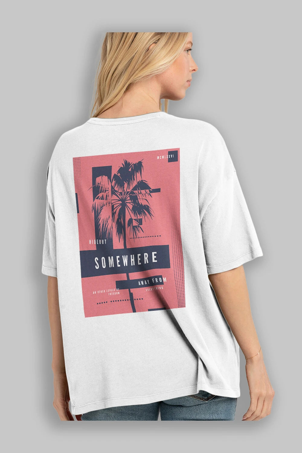 Hideout Somewhere Arka Baskılı Oversize t-shirt Erkek Kadın Unisex