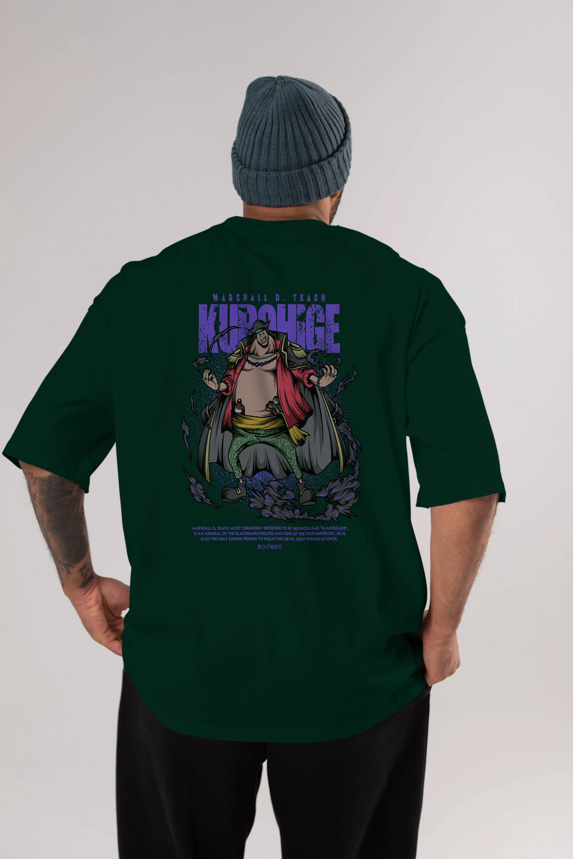 Marshall D. Teach Anime Arka Baskılı Oversize t-shirt Erkek Kadın Unisex