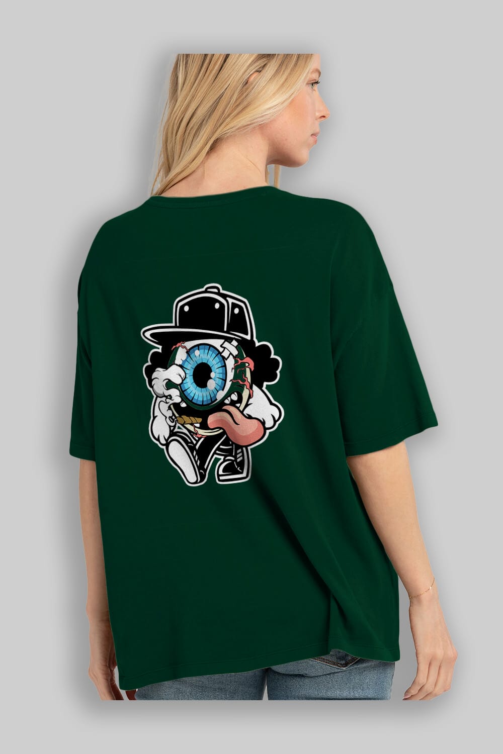 Eyeball Arka Baskılı Oversize t-shirt Erkek Kadın Unisex %100 Pamuk tişort
