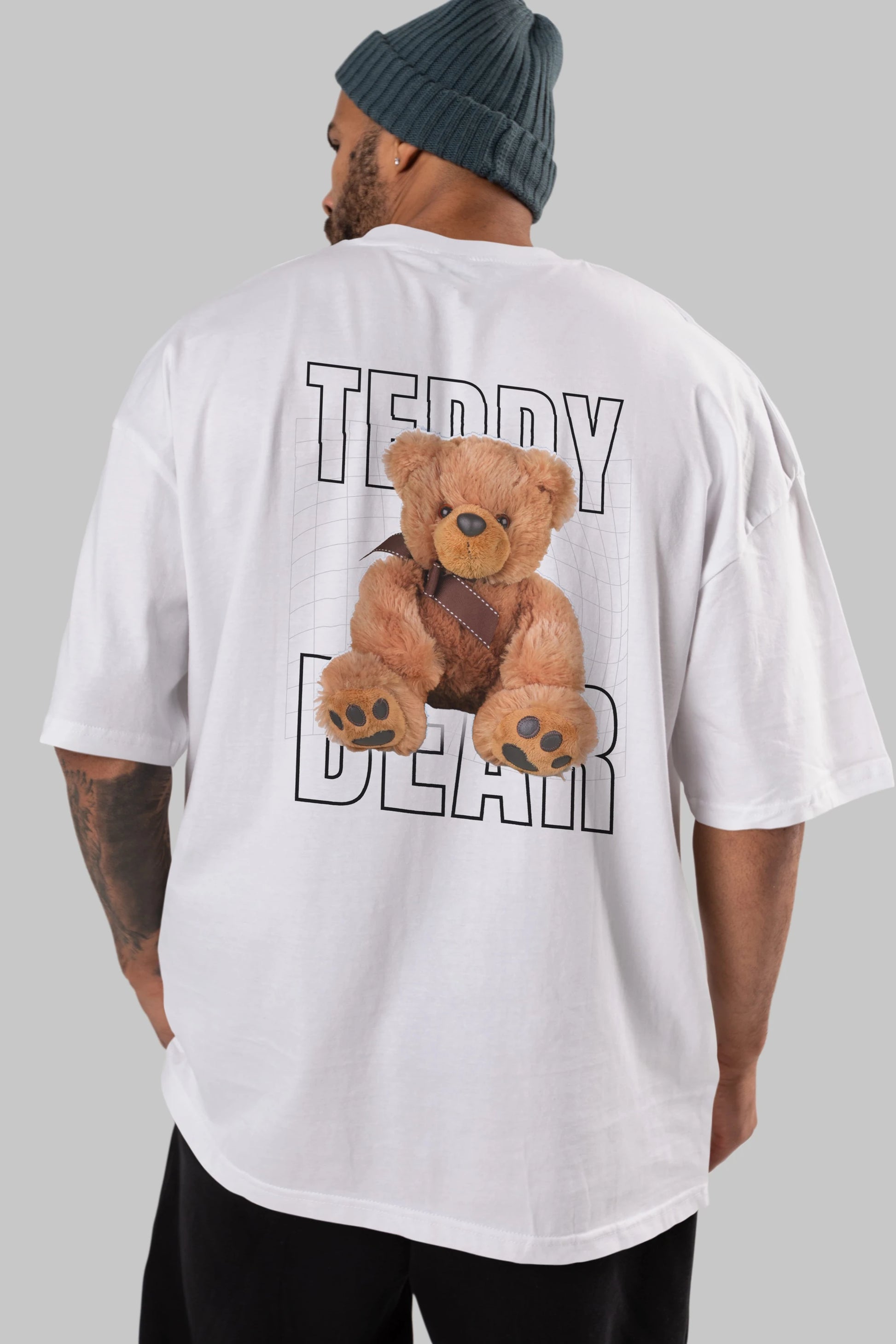 Teddy Bear Yazılı Arka Baskılı Oversize t-shirt Erkek Kadın Unisex %100 Pamuk
