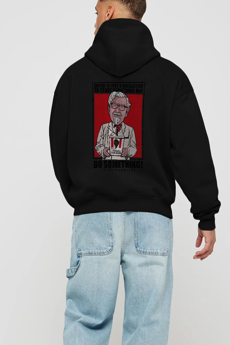 Colonel Sanders Arka Baskılı Hoodie Oversize Kapüşonlu Sweatshirt Erkek Kadın Unisex