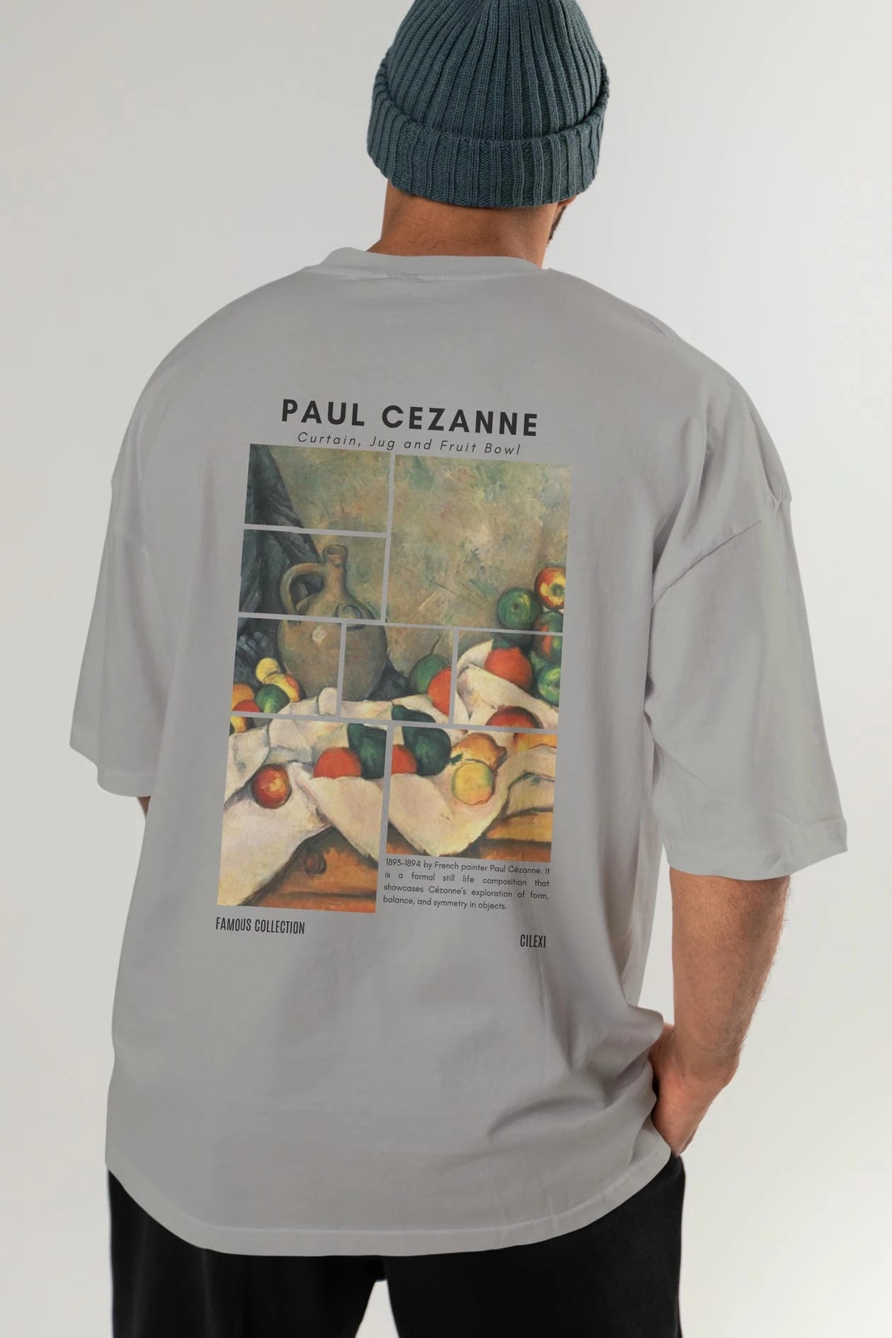 Paul Cezanne Curtain Arka Baskılı Oversize t-shirt Erkek Kadın Bisiklet Yaka Pamuk tişort