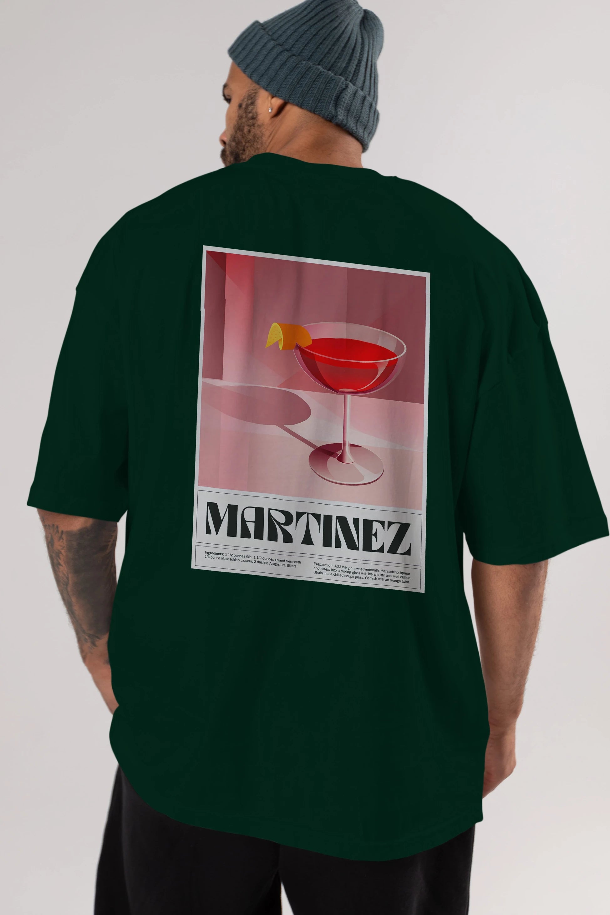 Martinez Arka Baskılı Oversize t-shirt Erkek Kadın Unisex %100 Pamuk Bisiklet Yaka tişort