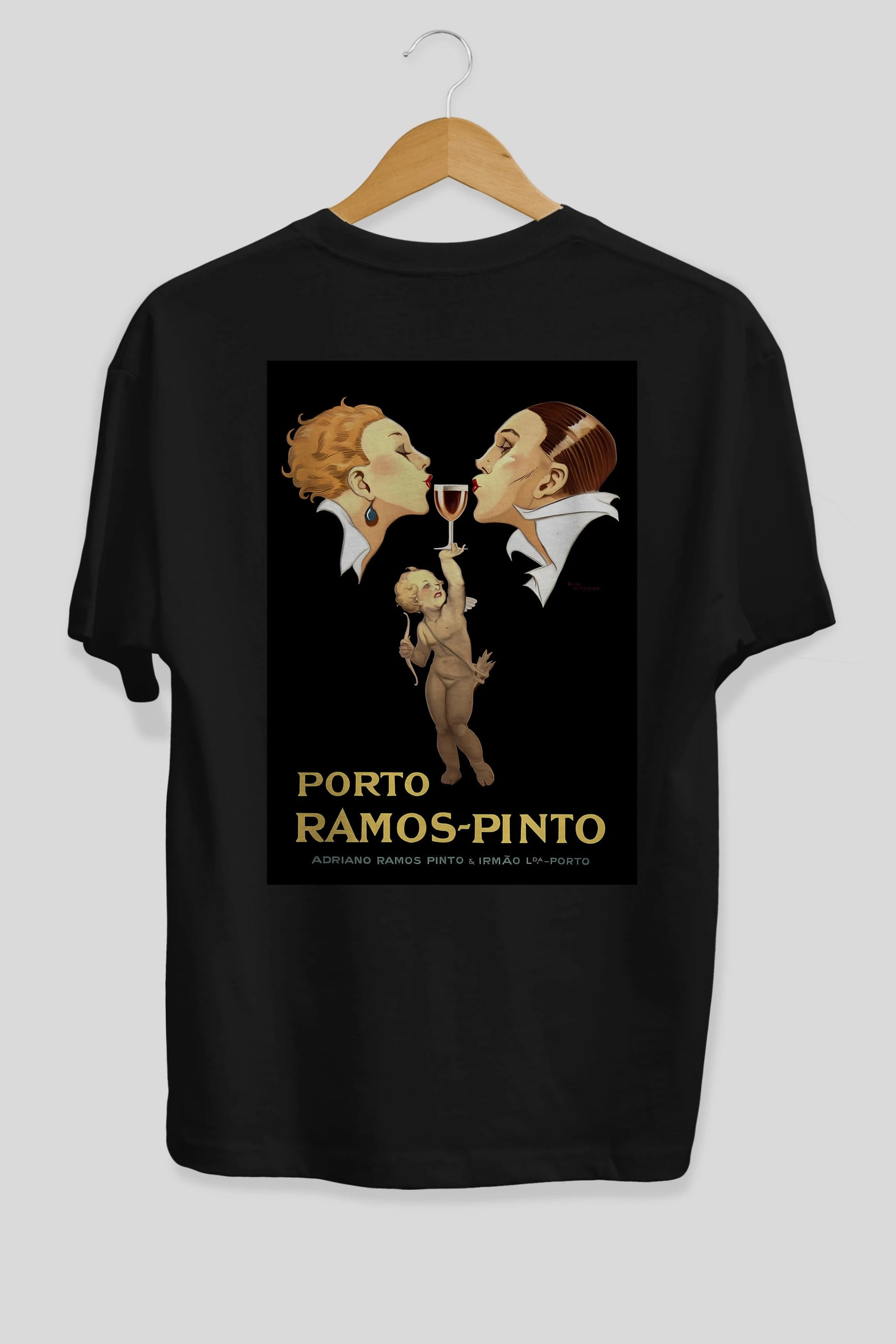 Porto Ramos Pinto Arka Baskılı Oversize t-shirt Erkek Kadın Unisex %100 Pamuk Bisiklet Yaka tişort