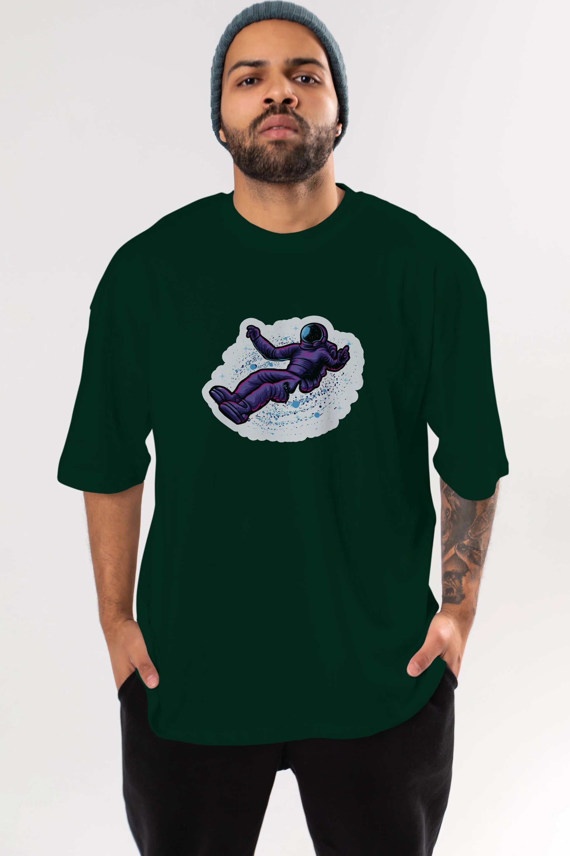 Having fun in outer space sticker Ön Baskılı Oversize t-shirt Erkek Kadın Unisex
