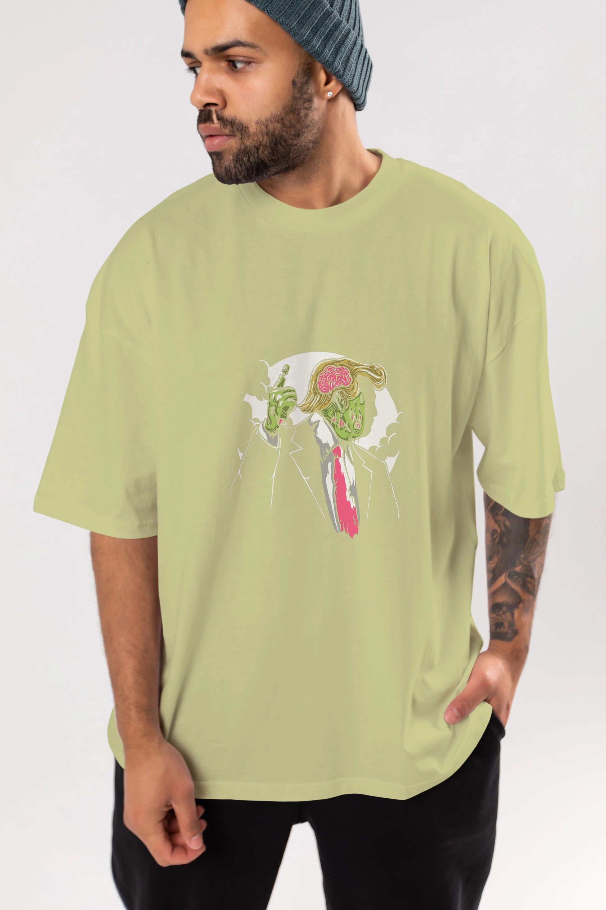 Make Zombie Great Again Ön Baskılı Oversize t-shirt Erkek Kadın Unisex %100 Pamuk tişort