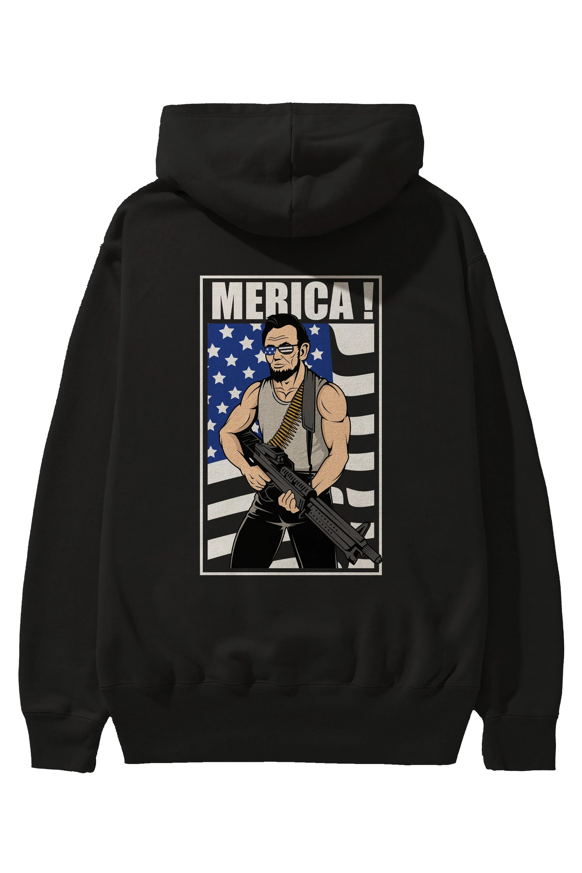 Lincoln Rambo Arka Baskılı Hoodie Oversize Kapüşonlu Sweatshirt Erkek Kadın Unisex