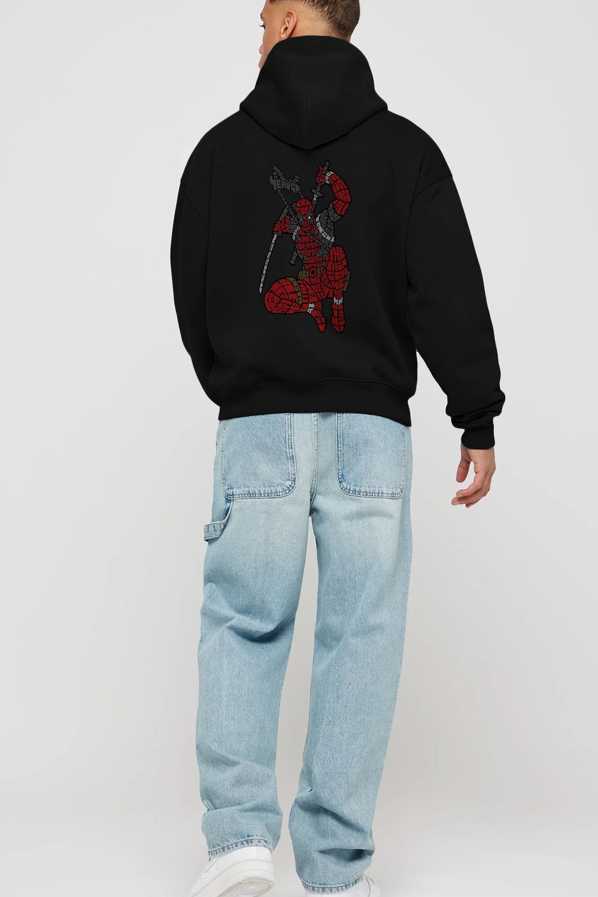 Chimichanga Arka Baskılı Hoodie Oversize Kapüşonlu Sweatshirt Erkek Kadın Unisex