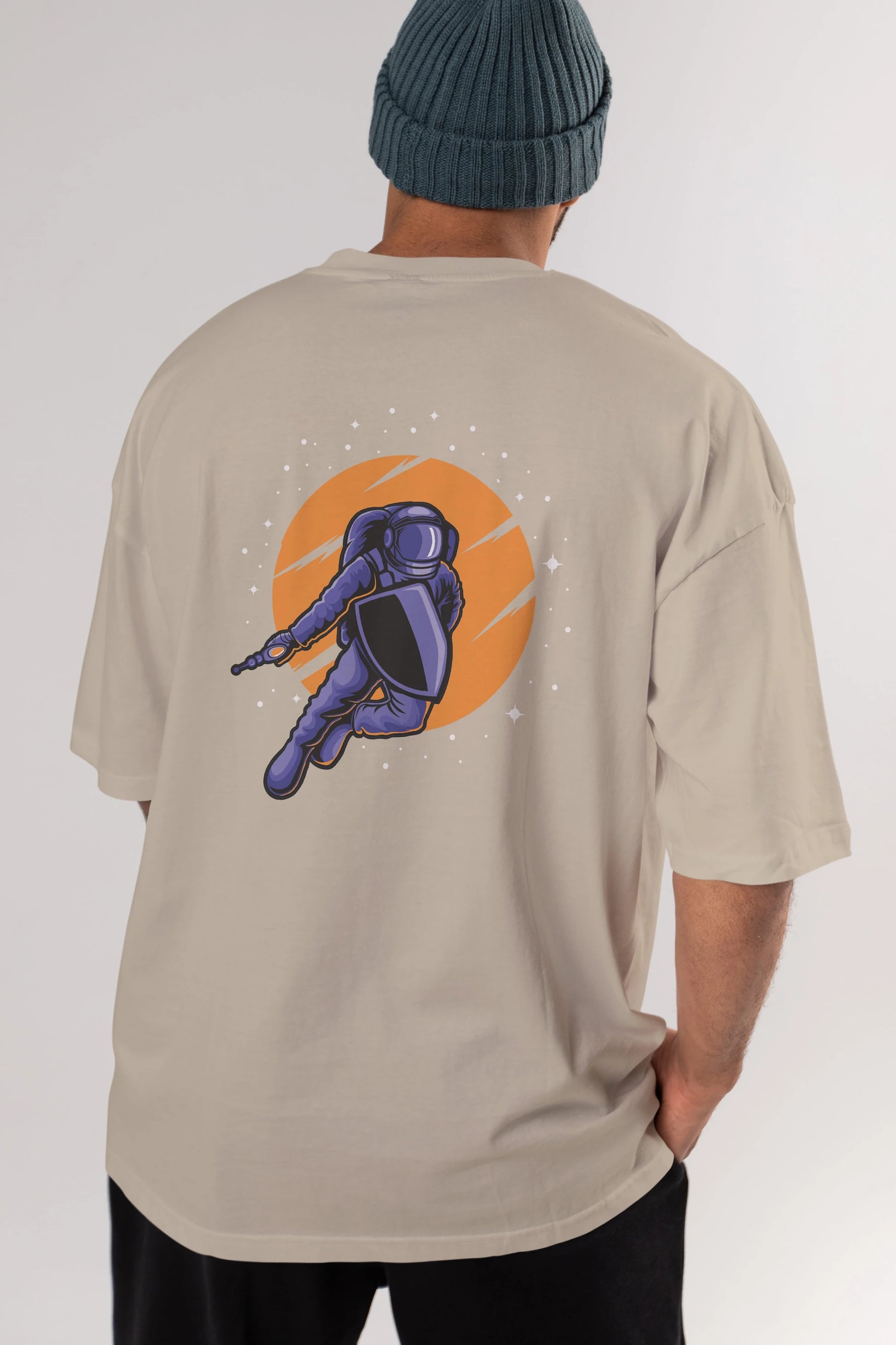 Astro Wars Arka Baskılı Oversize t-shirt Erkek Kadın Unisex