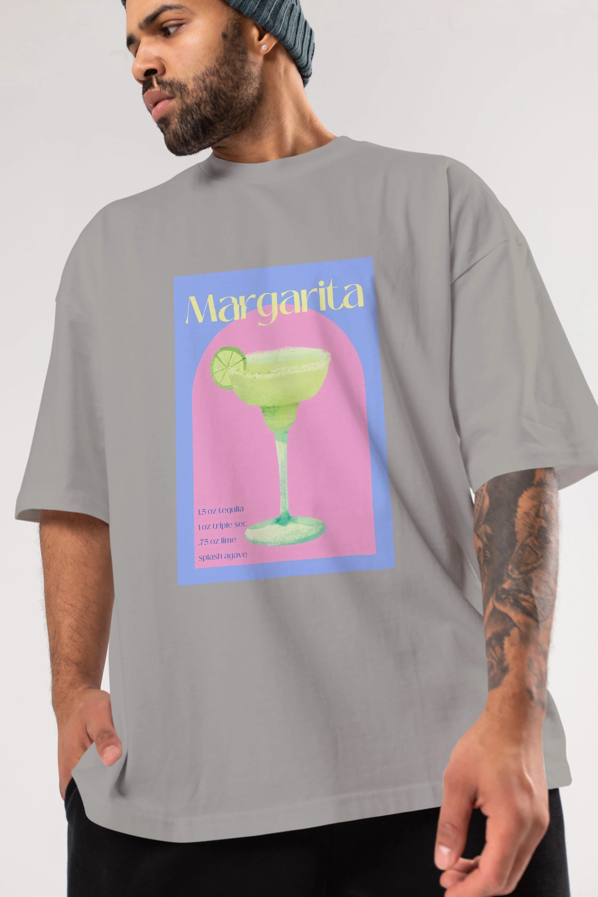Margarita 6 Ön Baskılı Oversize t-shirt Erkek Kadın Unisex %100 Pamuk Bisiklet Yaka tişort