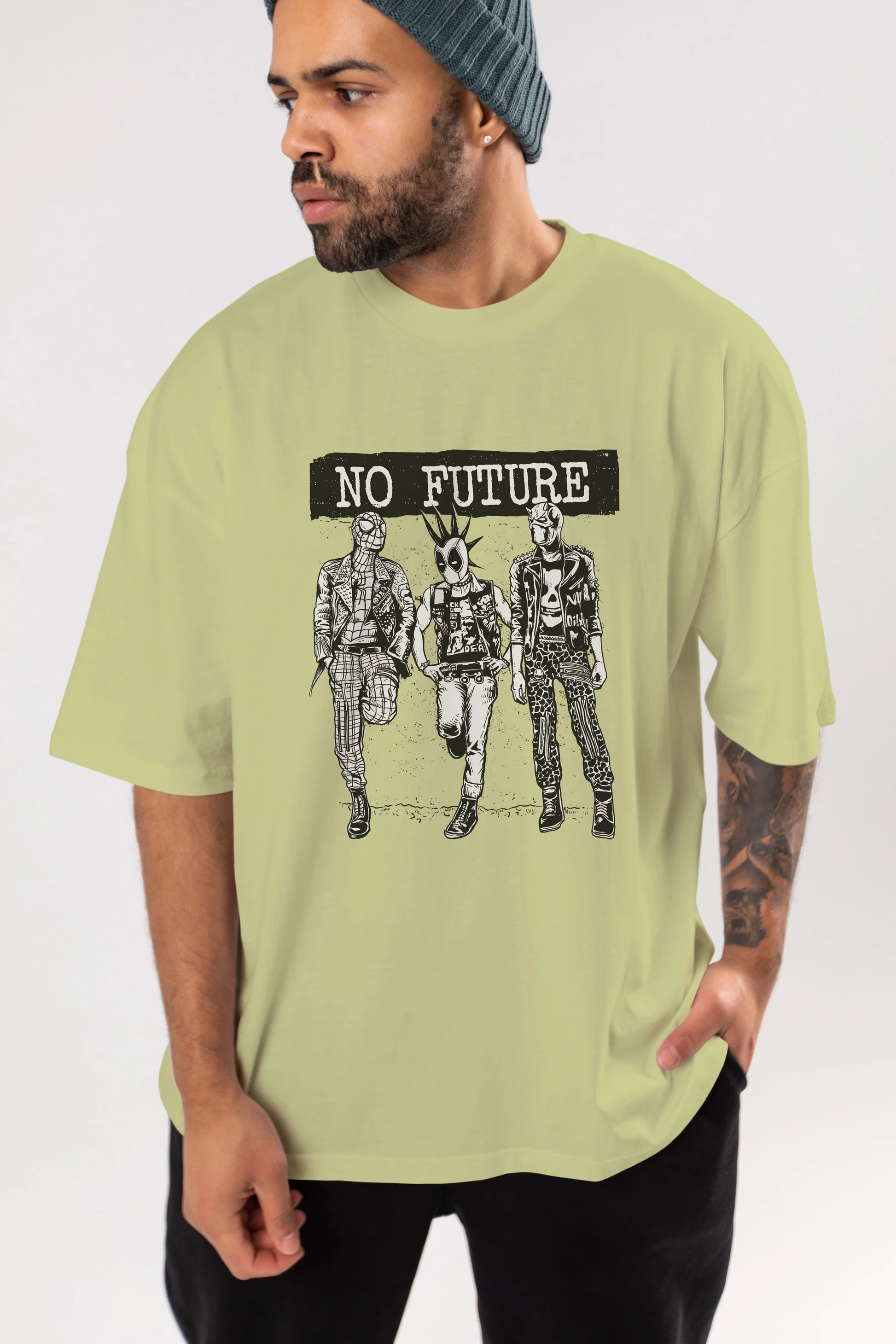 No Future Ön Baskılı Oversize t-shirt Erkek Kadın Unisex %100 Pamuk tişort
