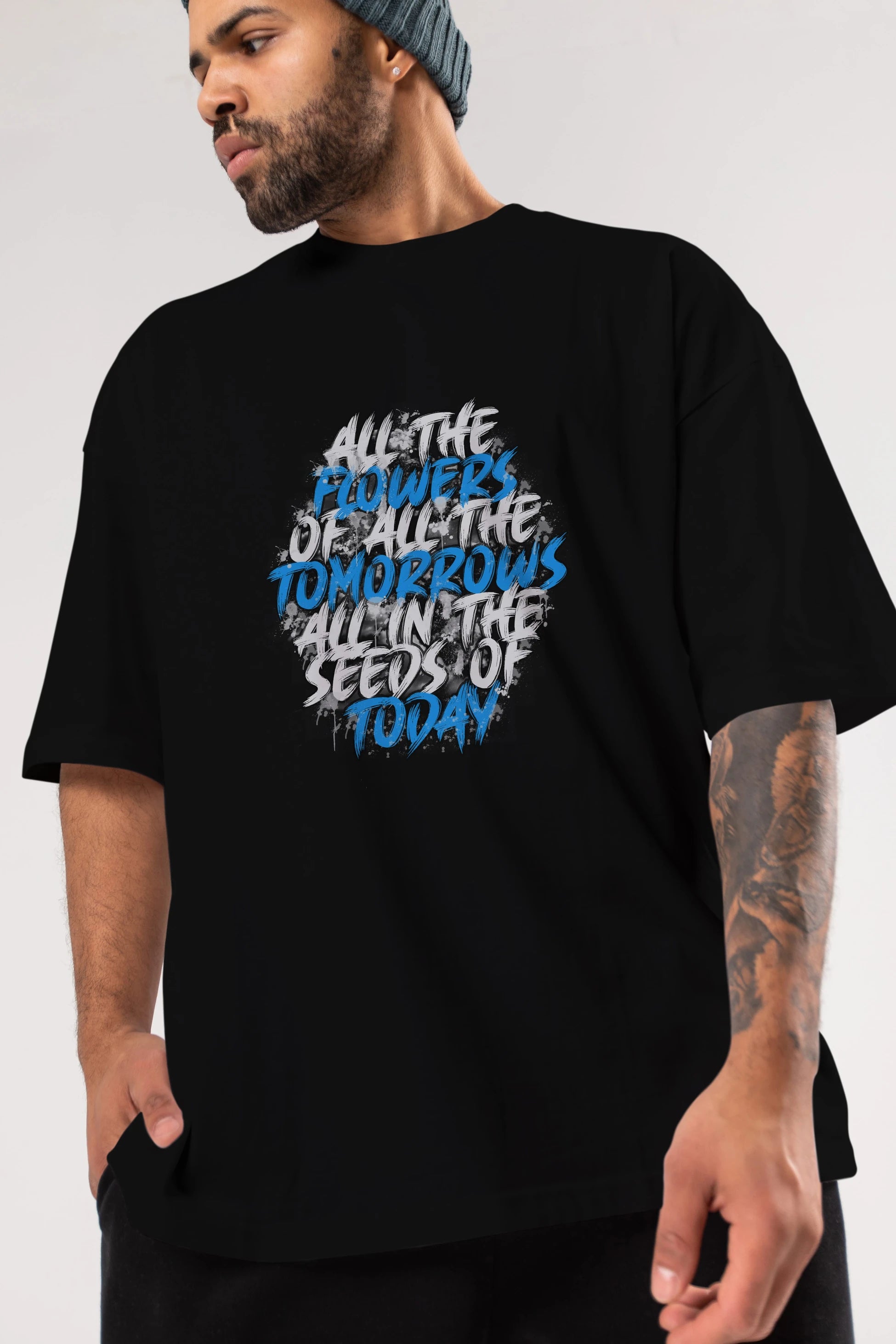 All The Flowers Ön Baskılı Oversize t-shirt Erkek Kadın Unisex