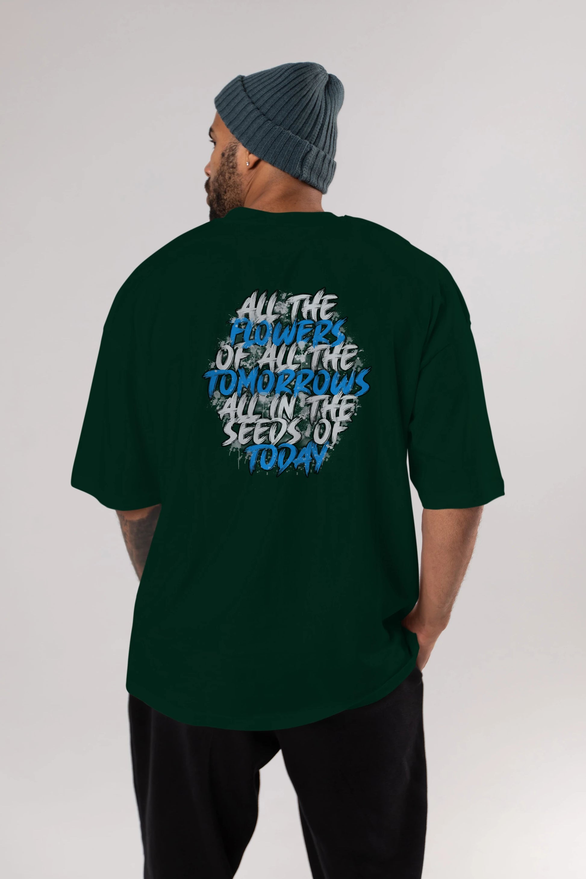 All The Flowers Arka Baskılı Oversize t-shirt Erkek Kadın Unisex
