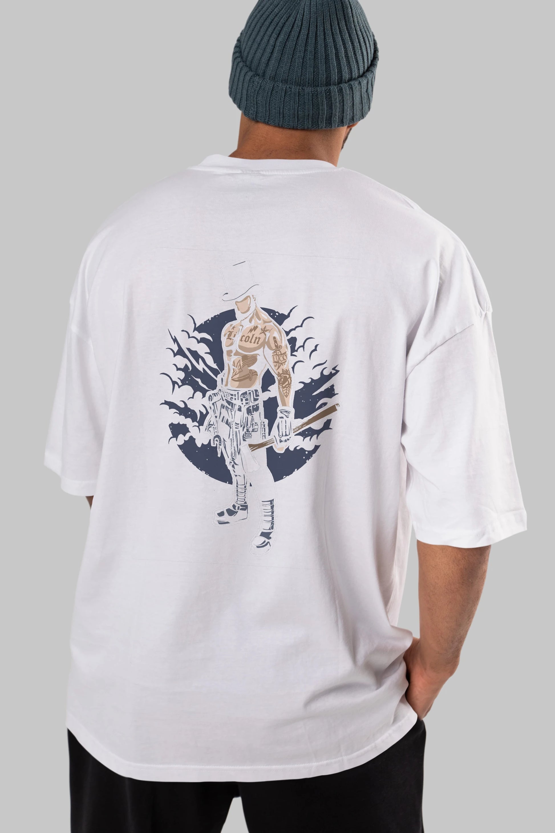 Lincoln Arka Baskılı Oversize t-shirt Erkek Kadın Unisex %100 Pamuk