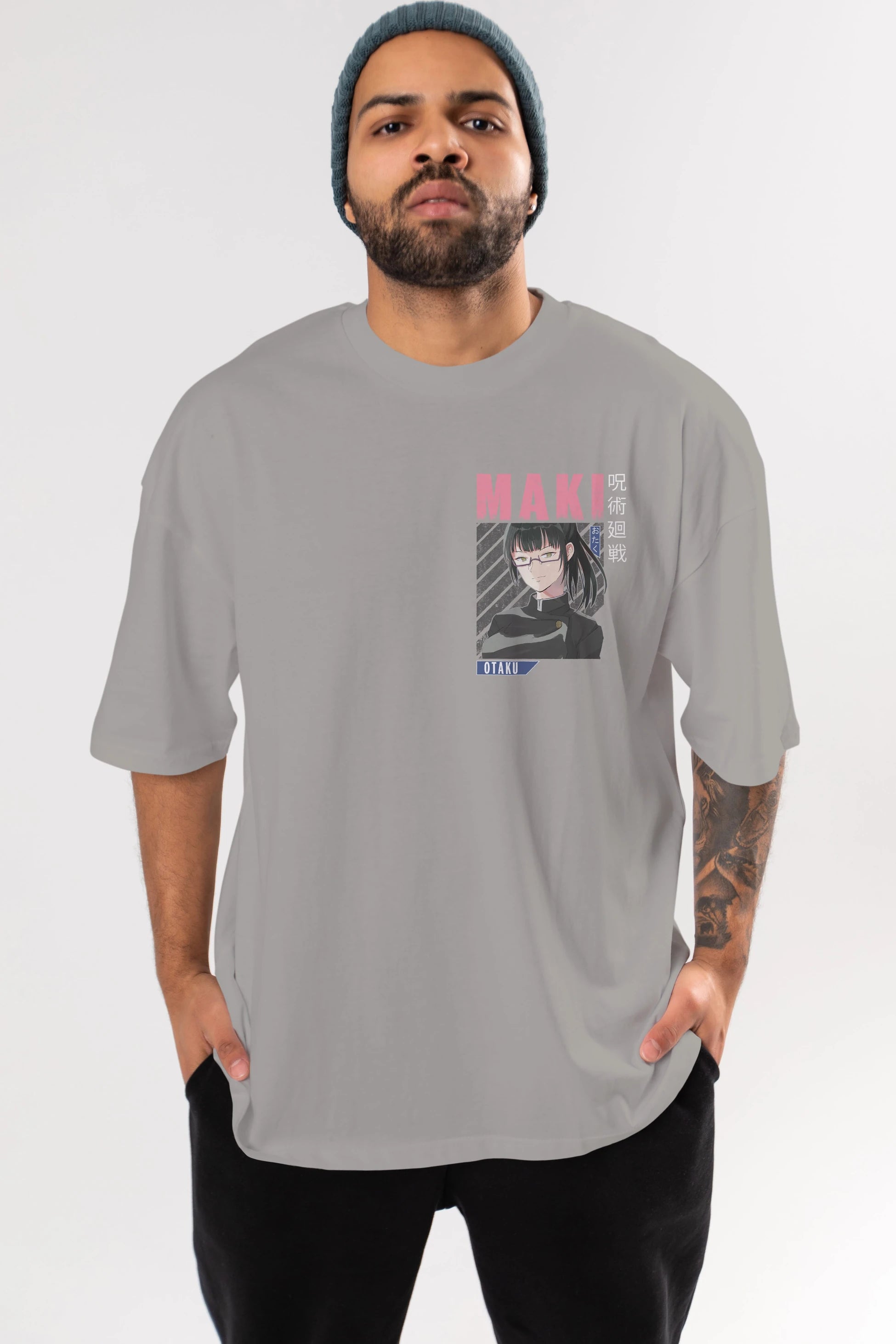 Maki Zenin CHAINSAWMAN 1 Ön Sol Baskılı Oversize t-shirt Erkek Kadın Unisex %100 Pamuk Bisiklet Yaka tişort