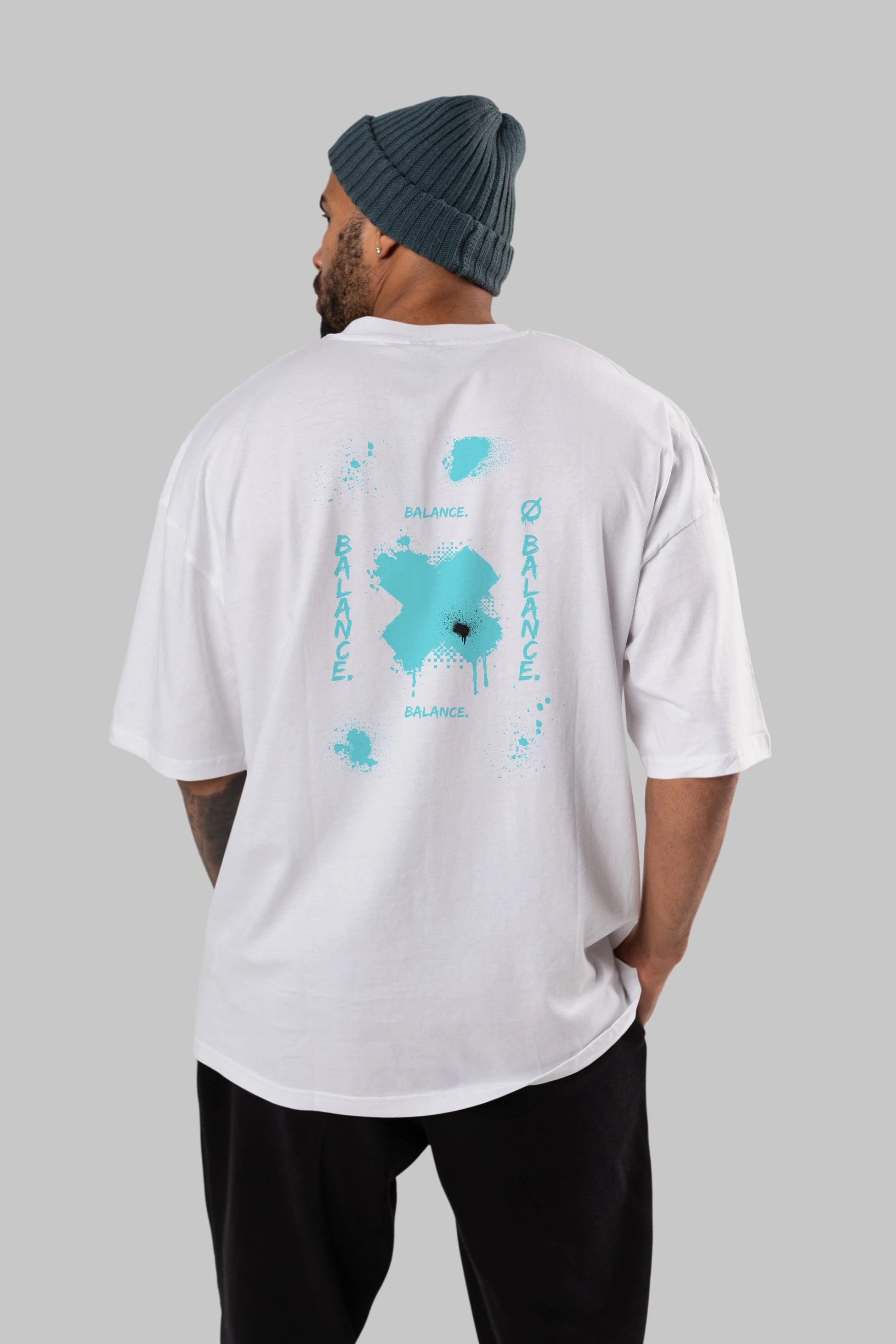 Balance Balance Yazılı Arka Baskılı Oversize t-shirt Erkek Kadın Unisex