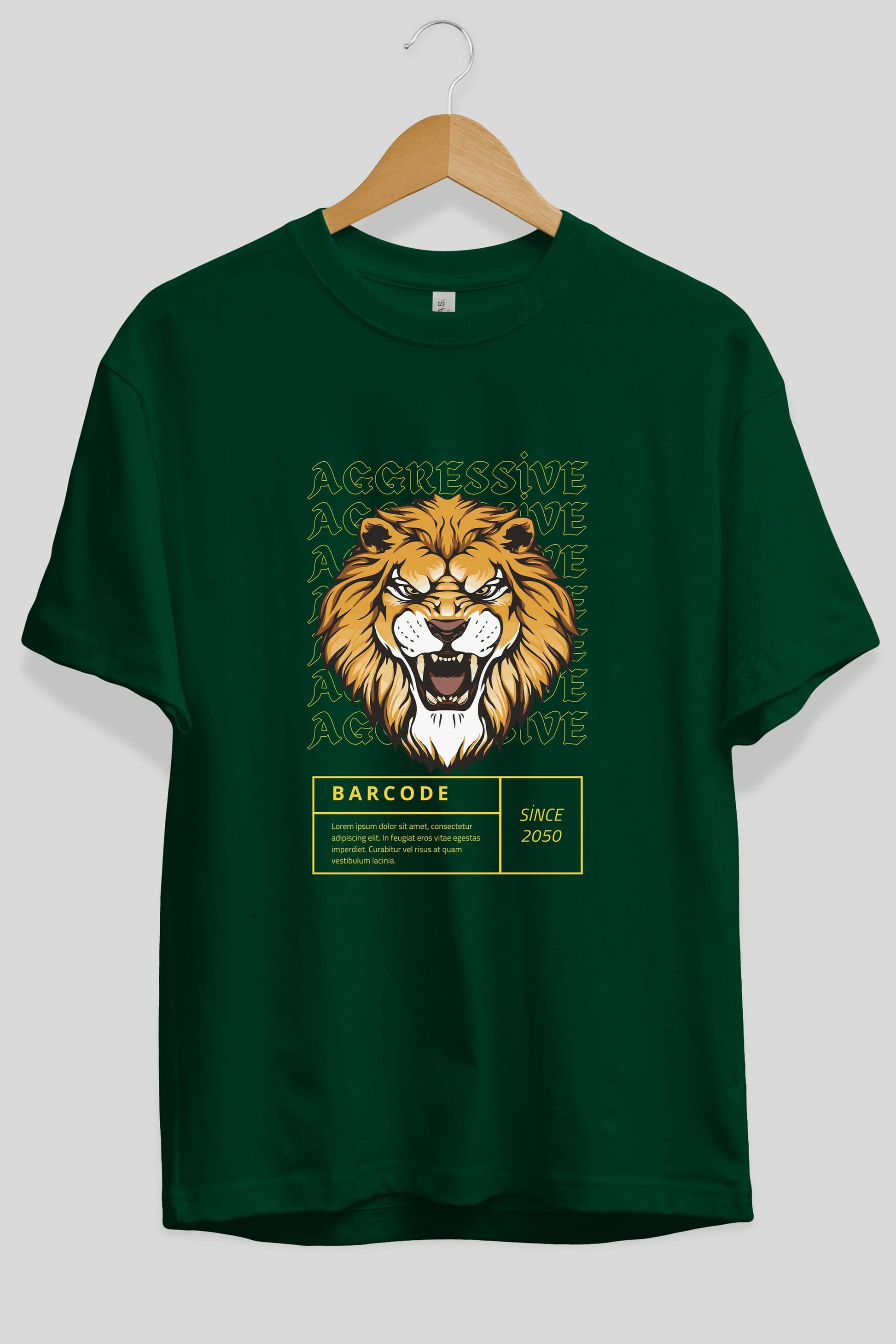 Aggressive Lion Ön Baskılı Oversize t-shirt Erkek Kadın Unisex