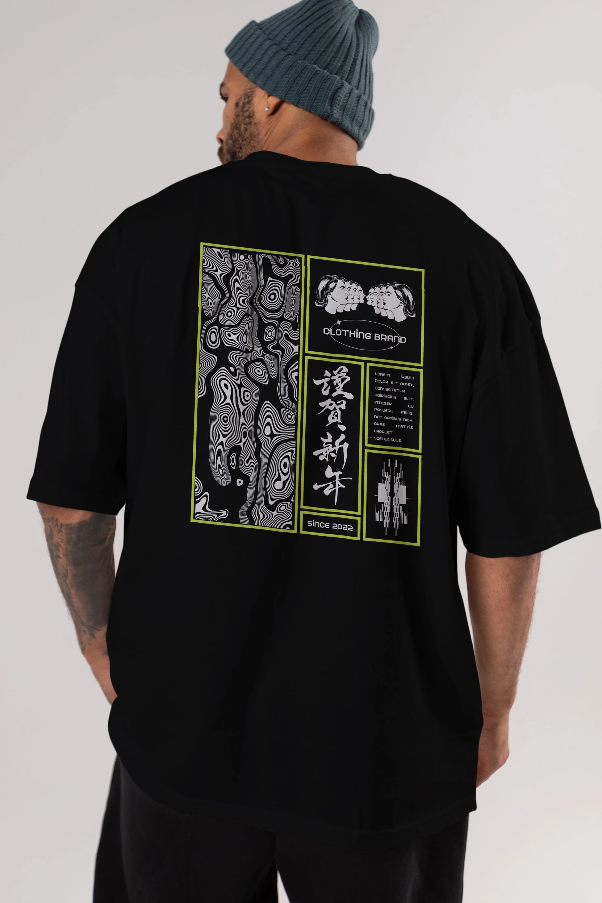 Neon Japanese Streetwear Arka Baskılı Oversize t-shirt Erkek Kadın Unisex