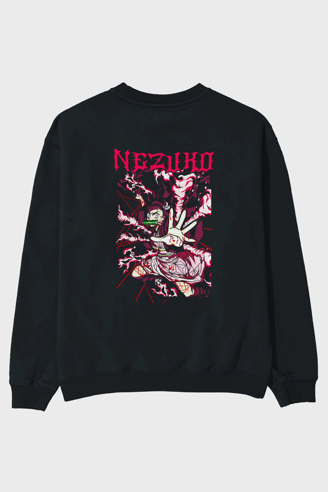 NEZUKO KAMADO Anime Arka Baskılı Oversize Sweatshirt Erkek Kadın Unisex