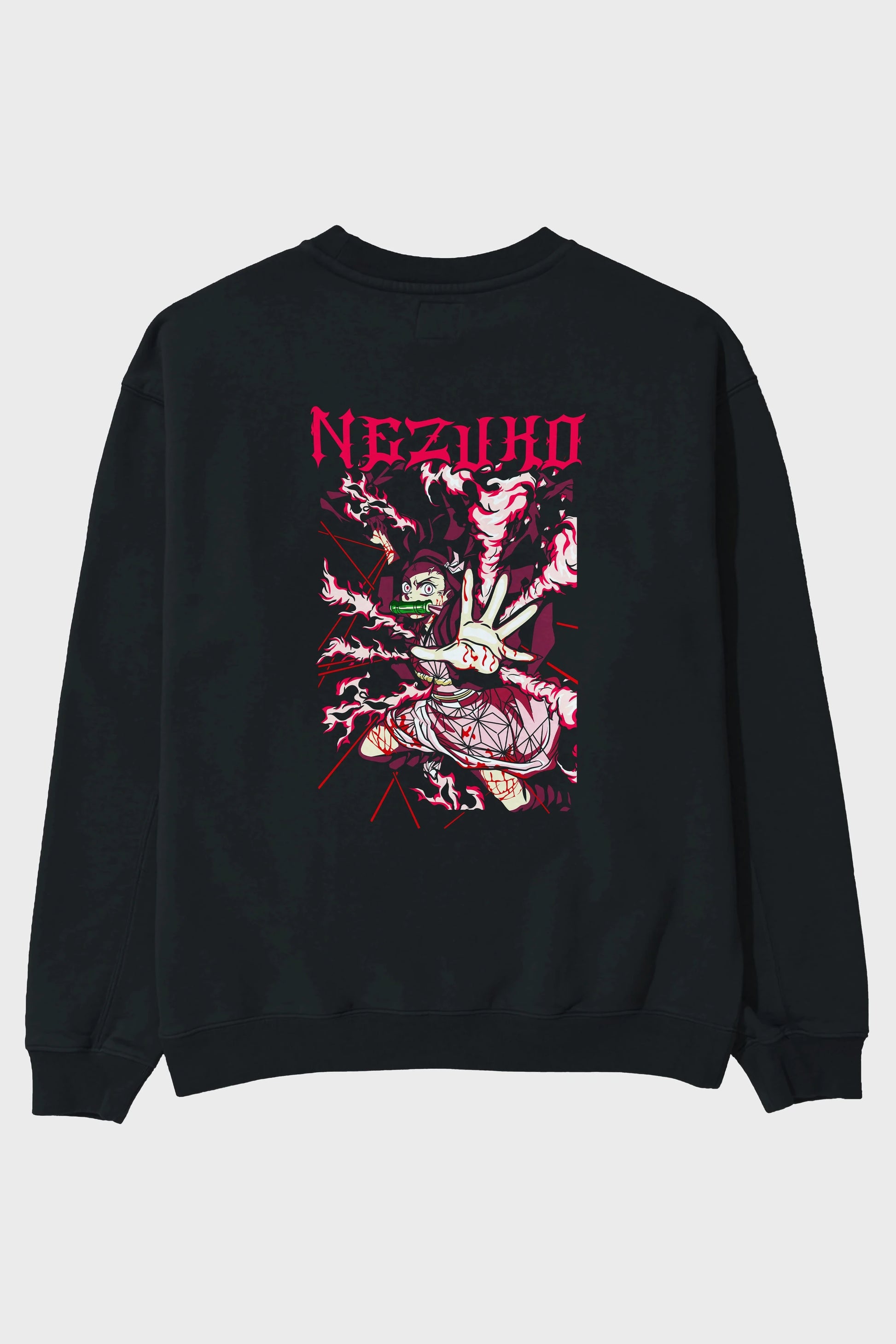 NEZUKO KAMADO Anime Arka Baskılı Oversize Sweatshirt Erkek Kadın Unisex