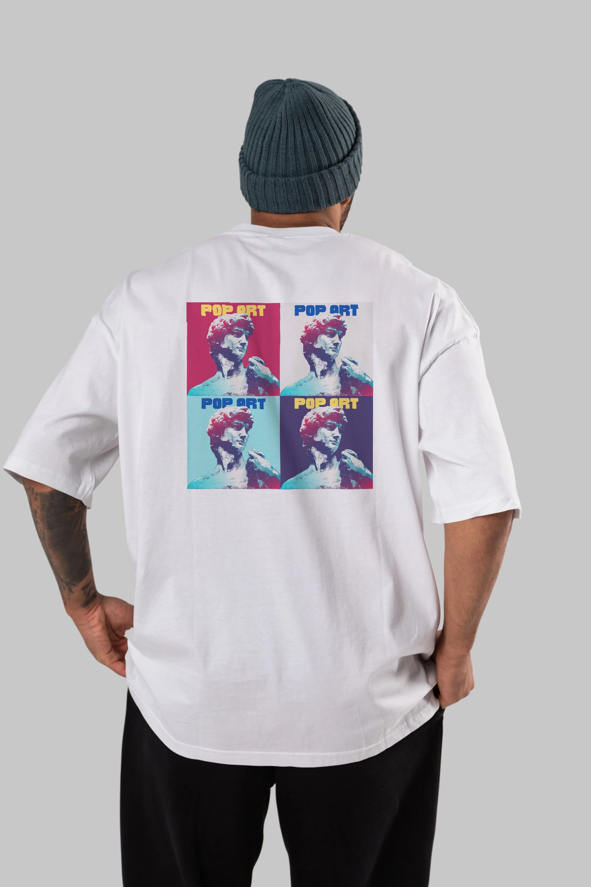 Creative Pop Art Arka Baskılı Oversize t-shirt Erkek Kadın Unisex