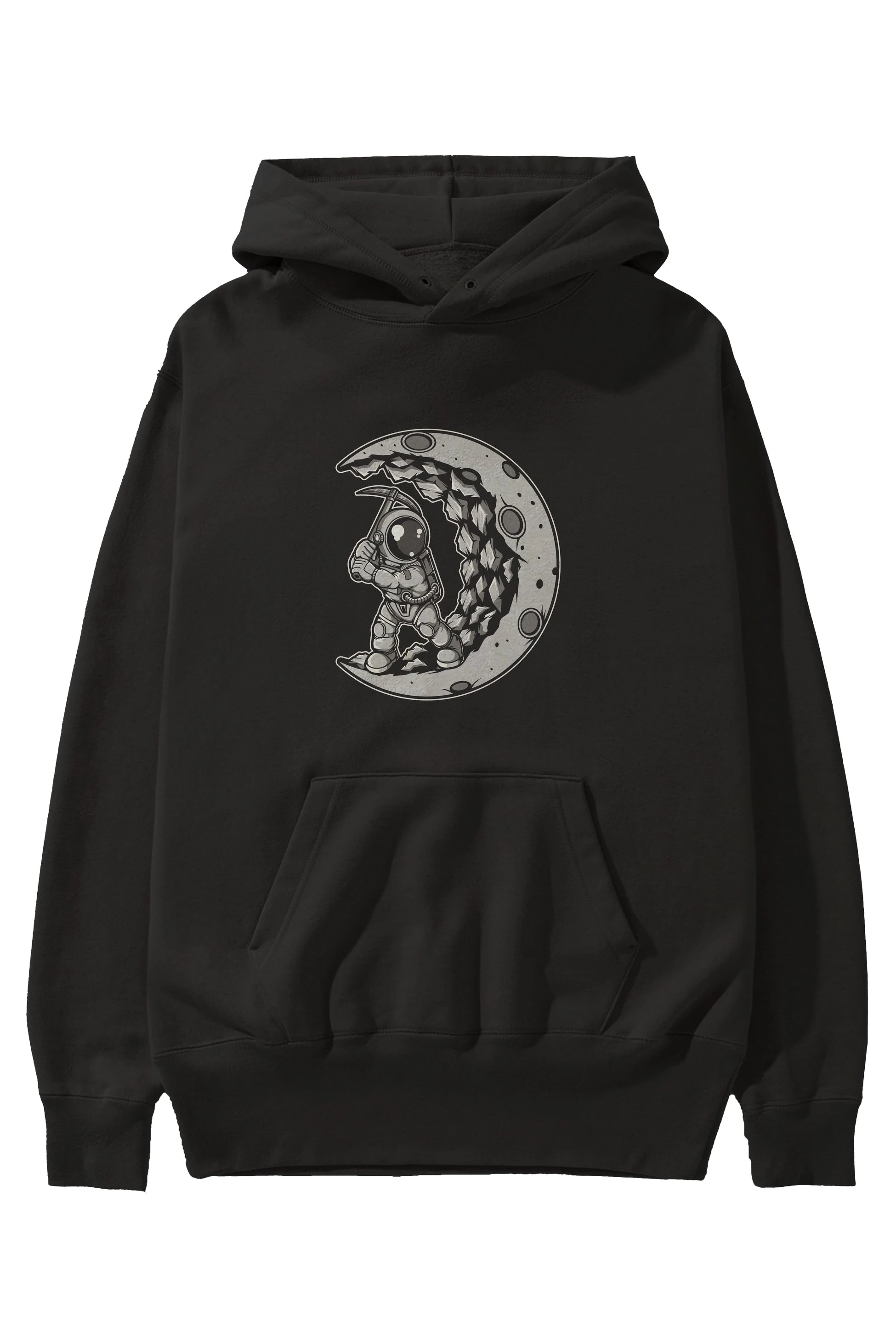 Astronaut Moon Digger Ön Baskılı Hoodie Oversize Kapüşonlu Sweatshirt Erkek Kadın Unisex
