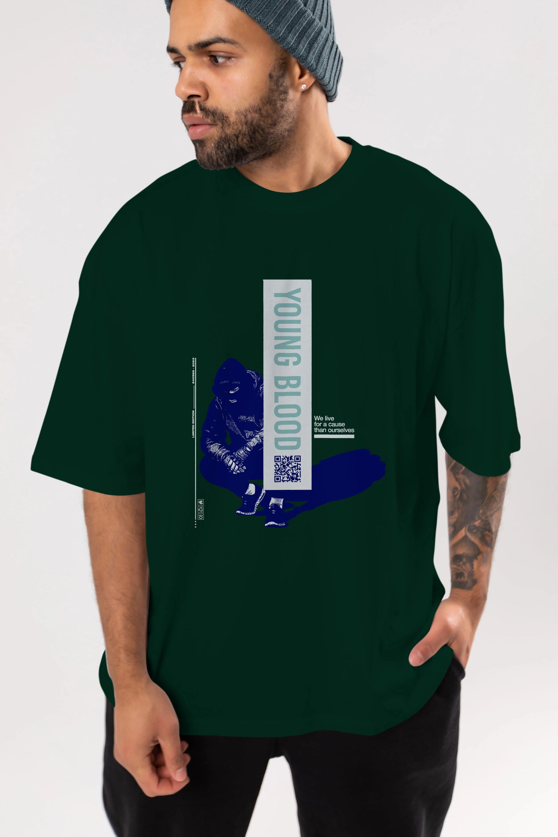 Young Blood Ön Baskılı Oversize t-shirt Erkek Kadın Unisex