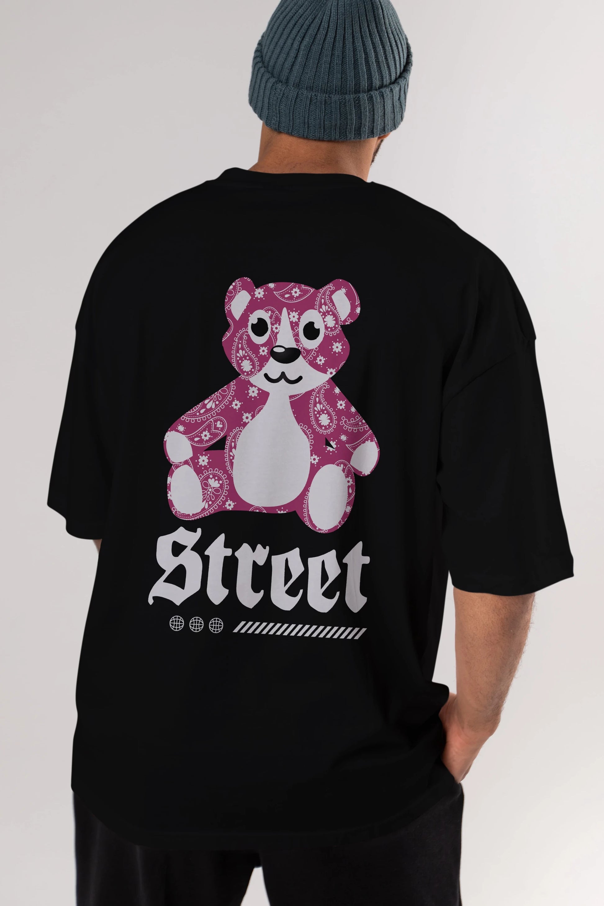 Street Bear Arka Baskılı Oversize t-shirt Erkek Kadın Unisex