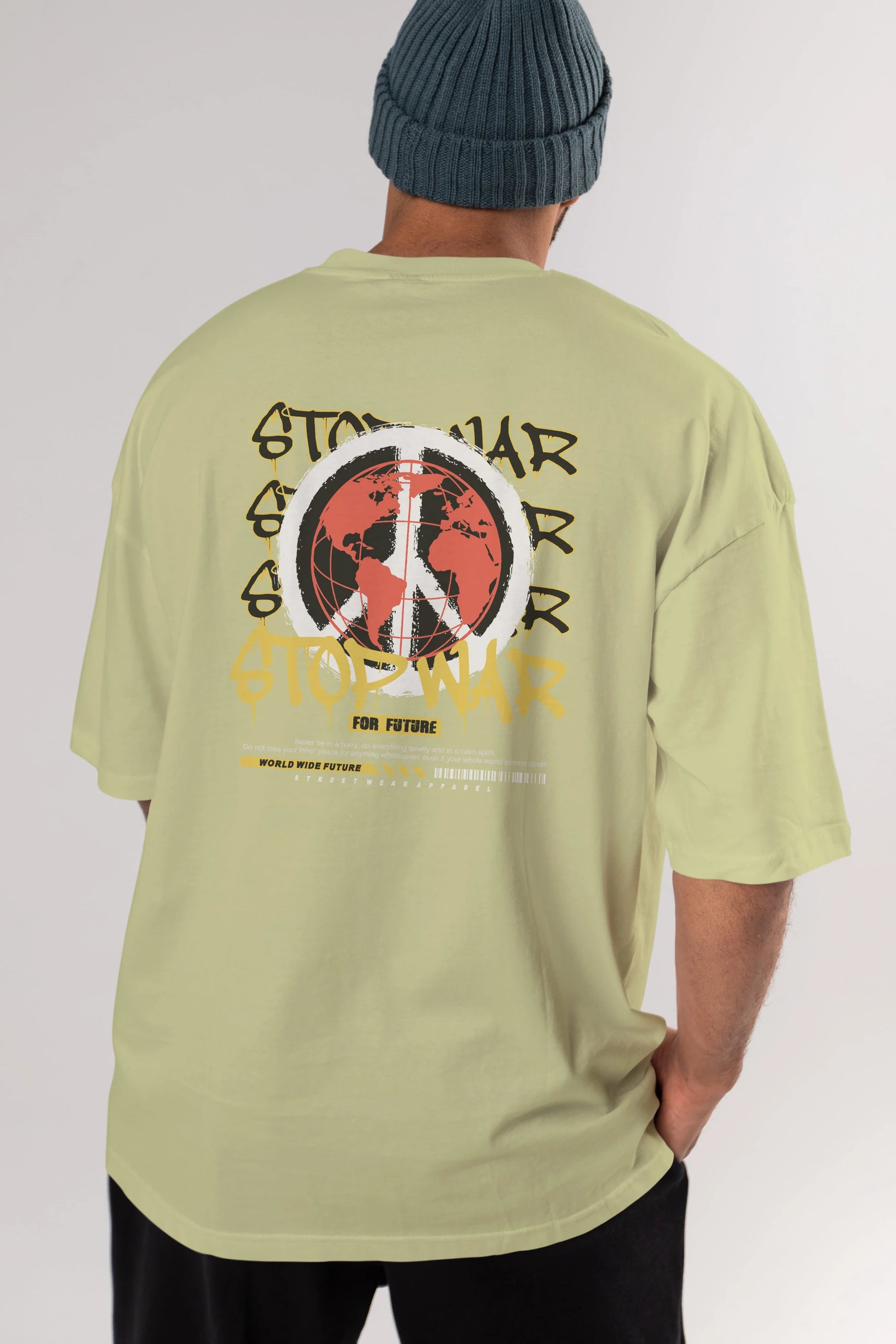 Stop War for Future Arka Baskılı Oversize t-shirt Erkek Kadın Unisex
