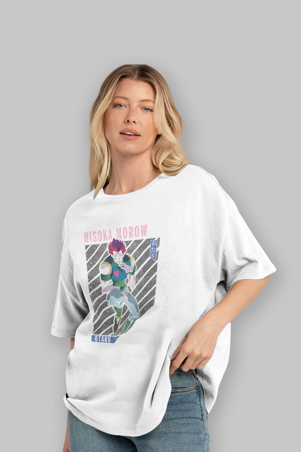 Hisoka Morow 2 2 Anime Ön Baskılı Oversize t-shirt %100 pamuk Erkek Kadın Unisex