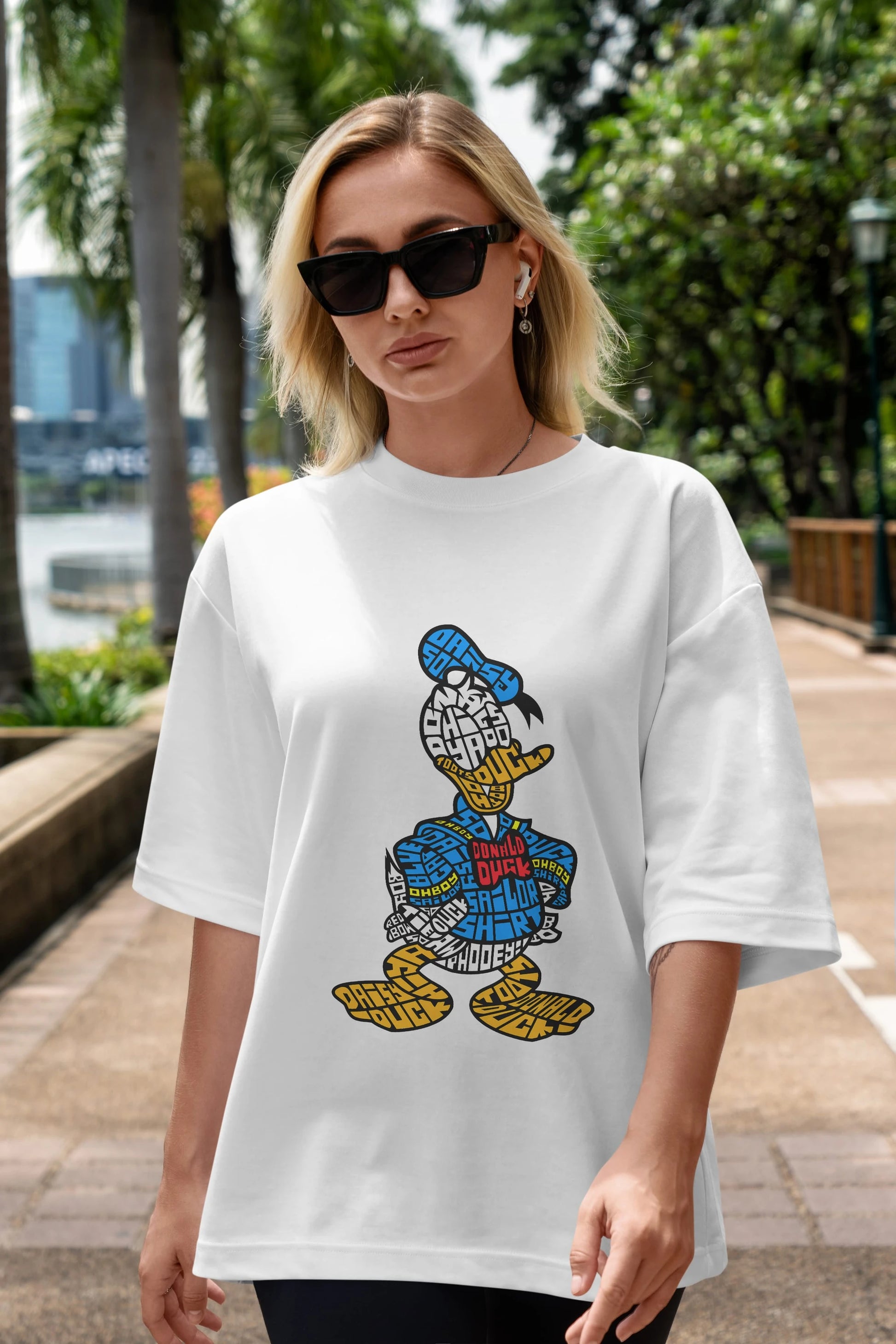 Donald Ön Baskılı Oversize t-shirt %100 pamuk Erkek Kadın Unisex