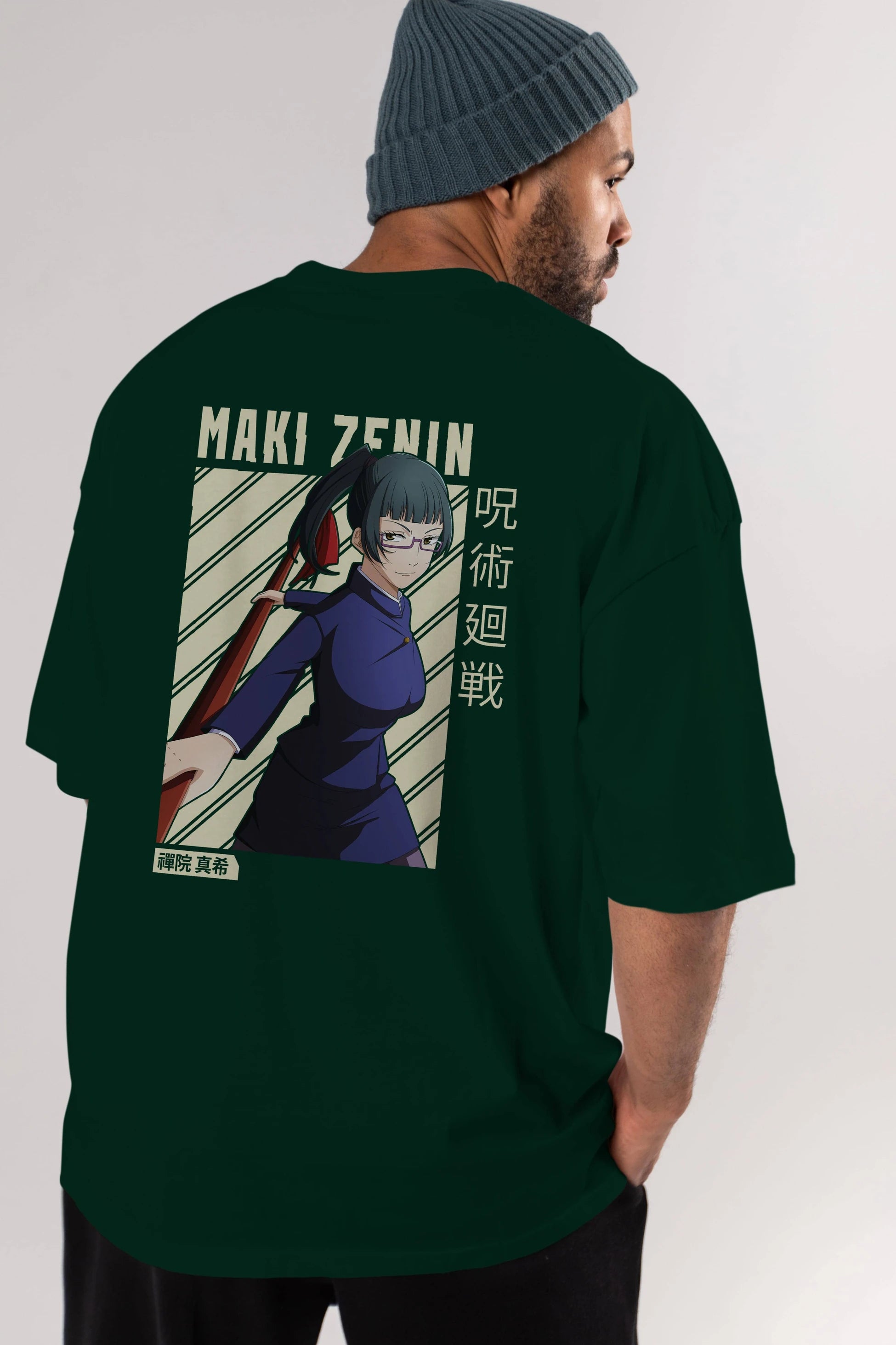 Maki Zenin CHAİNSAWMAN Anime Arka Baskılı Oversize t-shirt Erkek Kadın Unisex