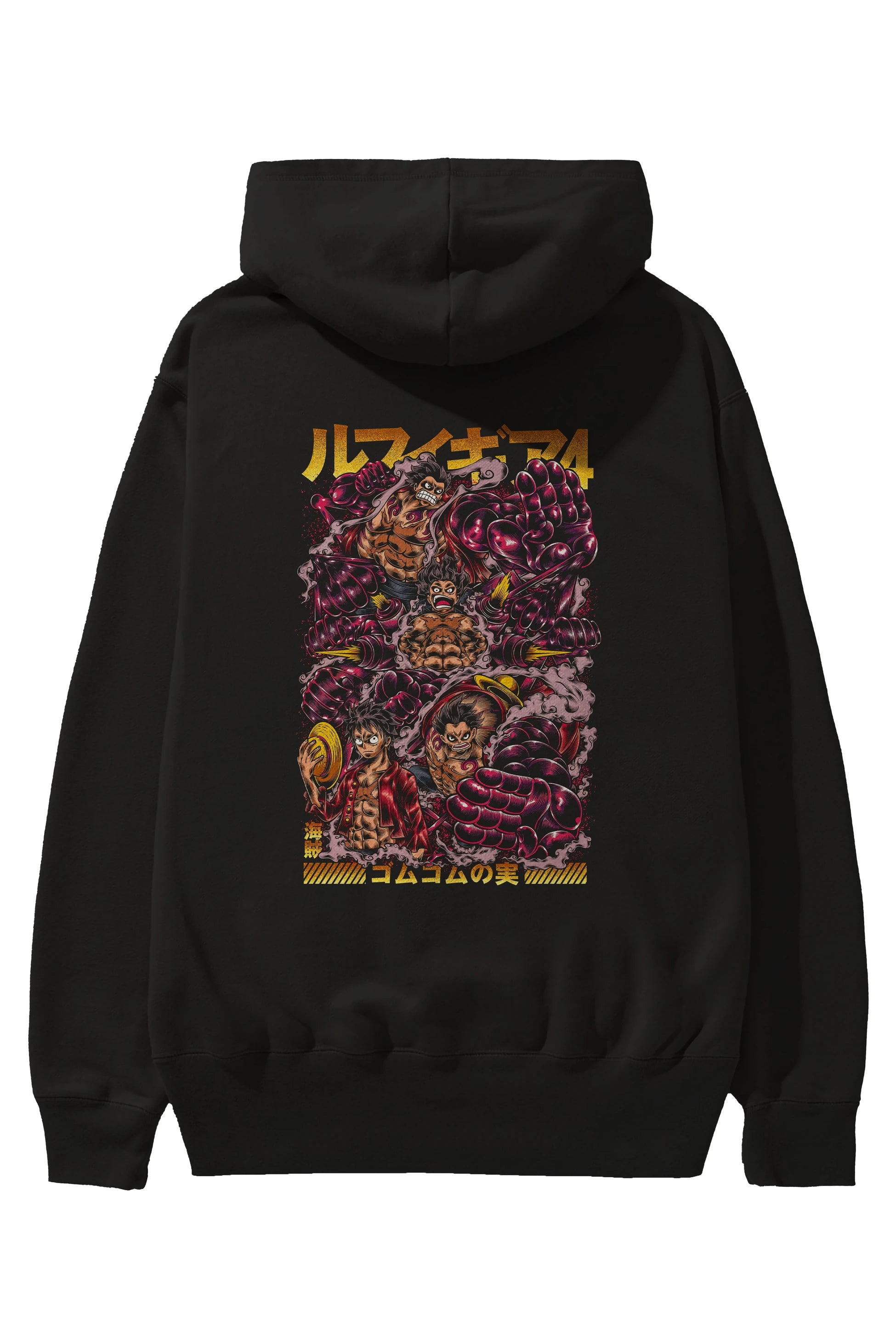 MONKEY D. LUFFY (2) Anime Arka Baskılı Hoodie Oversize Kapüşonlu Sweatshirt Erkek Kadın Unisex