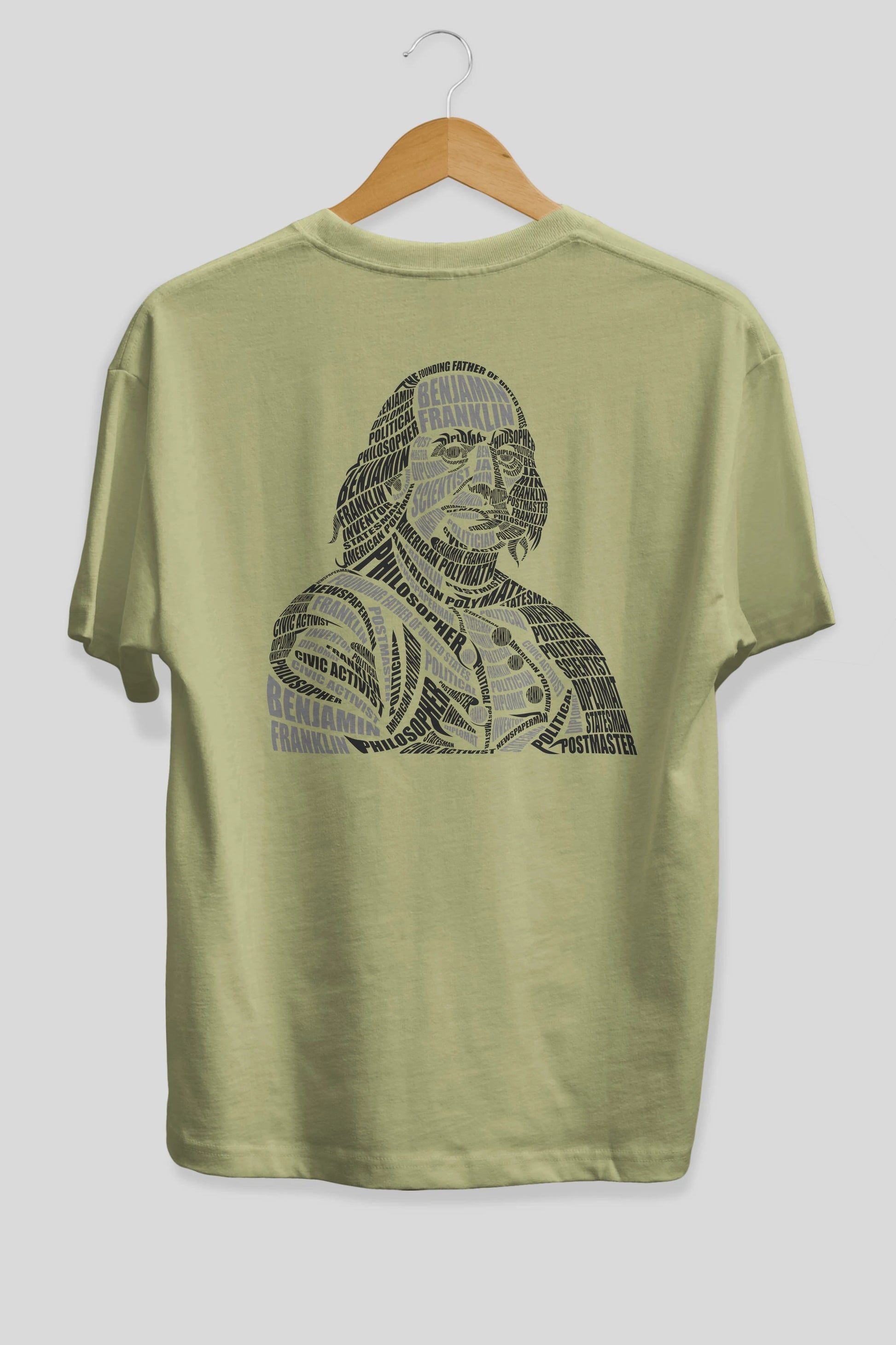 Benjamin Franklin Calligram Arka Baskılı Oversize t-shirt %100 pamuk Erkek Kadın Unisex