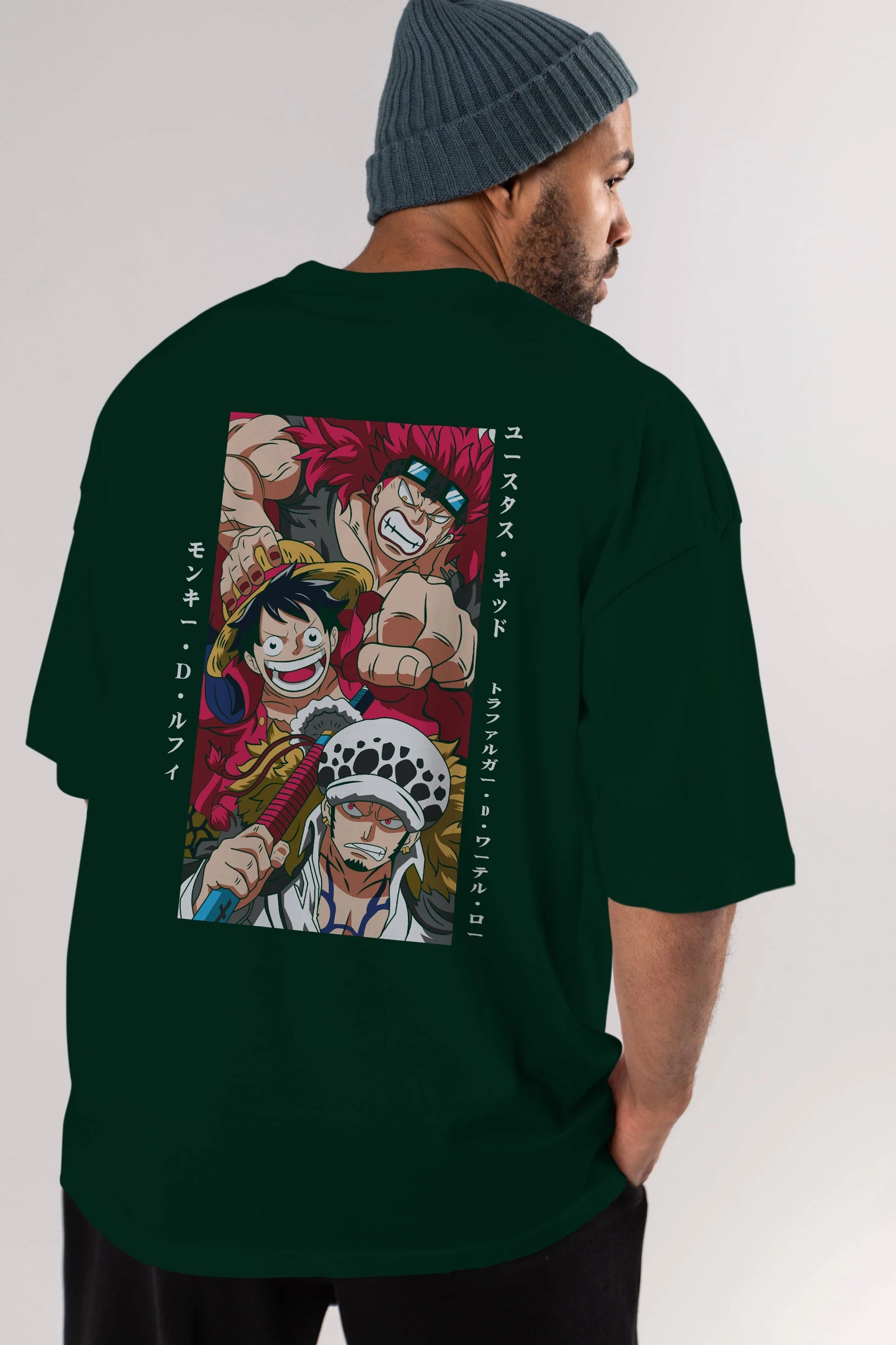 SUPER NOVAS one piece Anime Arka Baskılı Oversize t-shirt Erkek Kadın Unisex