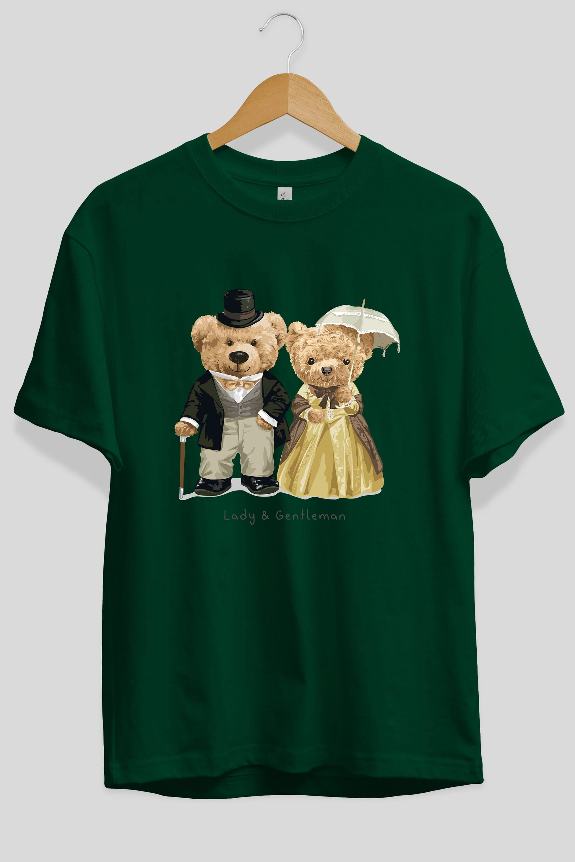 Teddy Bear Couple Ön Baskılı Oversize t-shirt Erkek Kadın Unisex %100 Pamuk