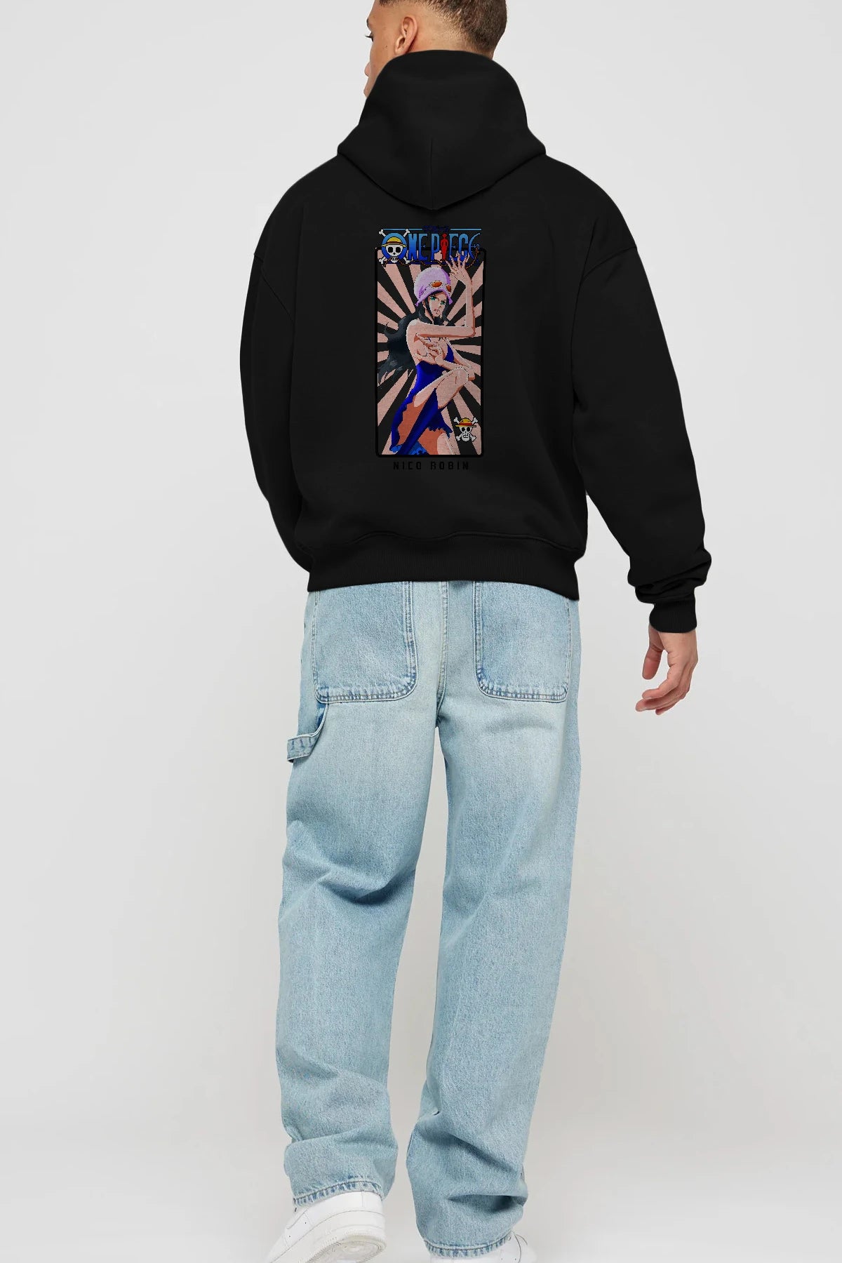Nico Robin Anime Arka Baskılı Hoodie Oversize Kapüşonlu Sweatshirt Erkek Kadın Unisex