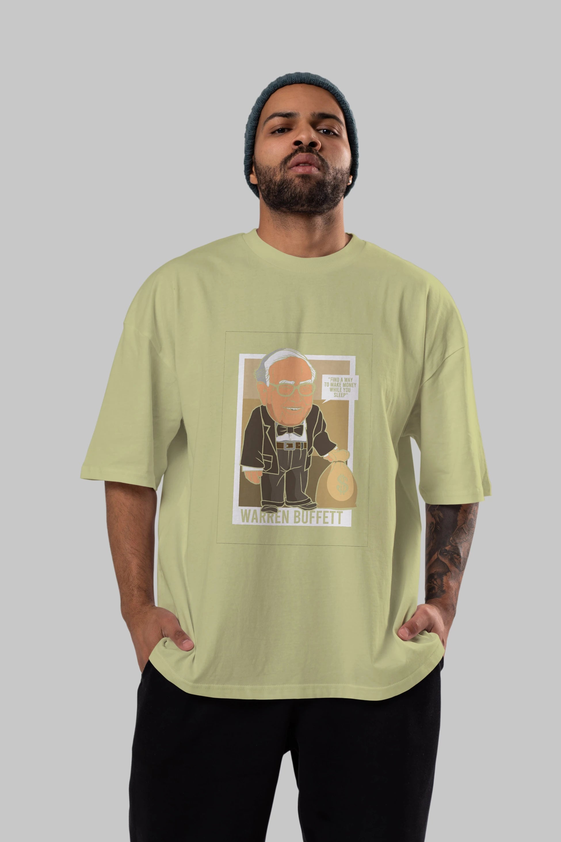 Warren Buffet Up Carl Ön Baskılı Oversize t-shirt Erkek Kadın Unisex %100 Pamuk tişort