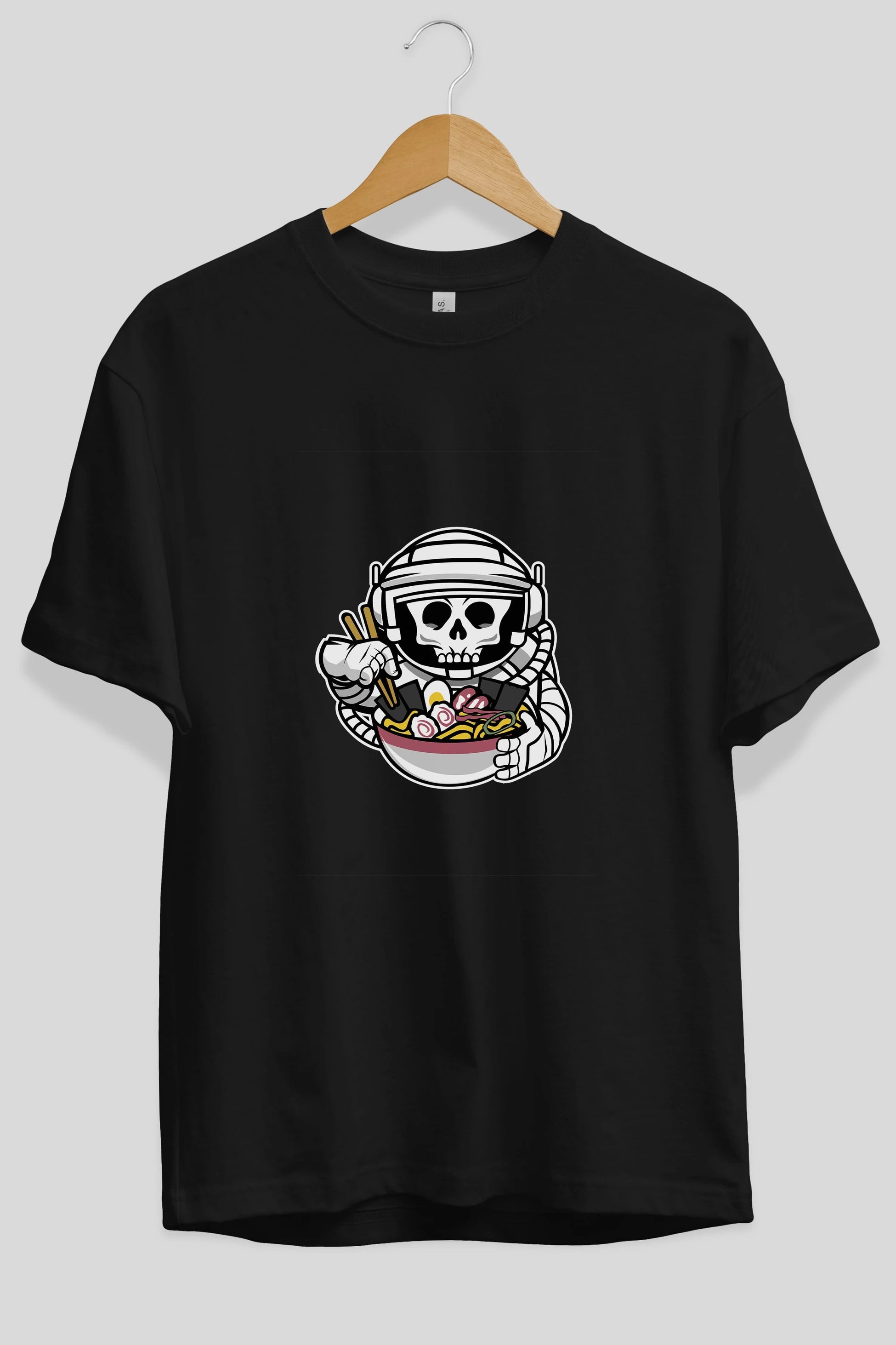 Astronaut Ramen Ön Baskılı Oversize t-shirt Erkek Kadın Unisex %100 Pamuk tişort