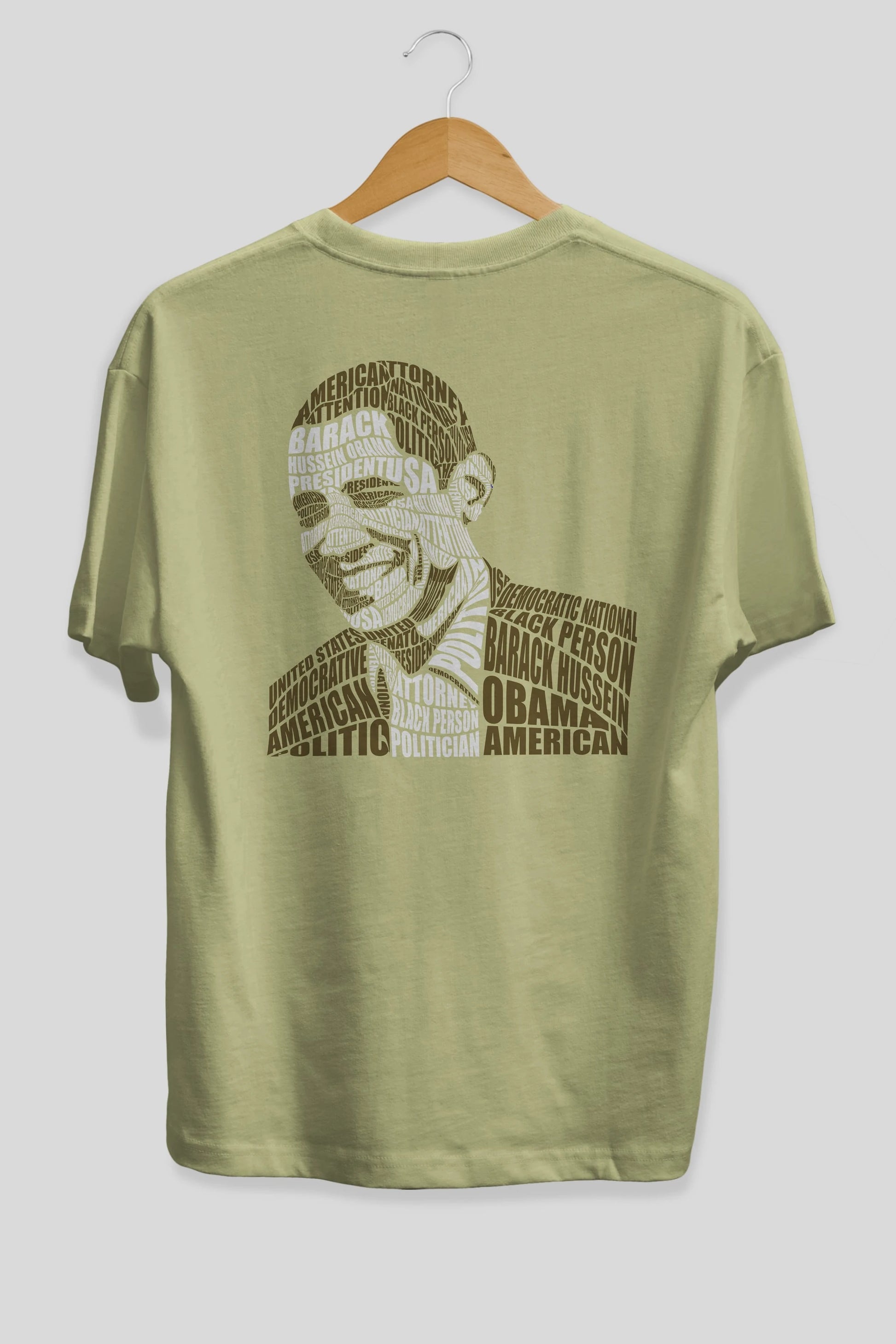 Obama Calligram Arka Baskılı Oversize t-shirt %100 pamuk Erkek Kadın Unisex