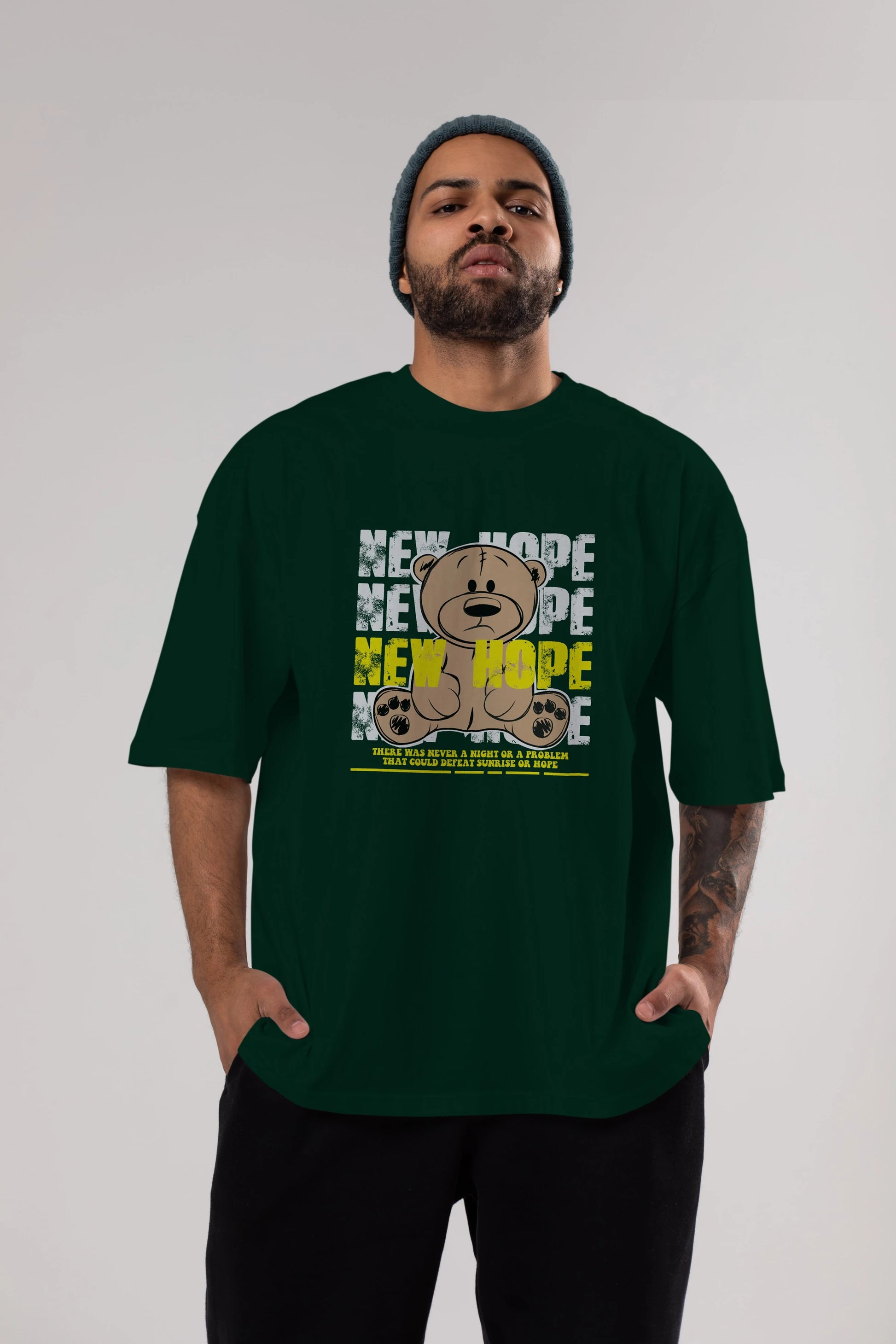 Teddy Bear New Hope Ön Baskılı Oversize t-shirt Erkek Kadın Unisex
