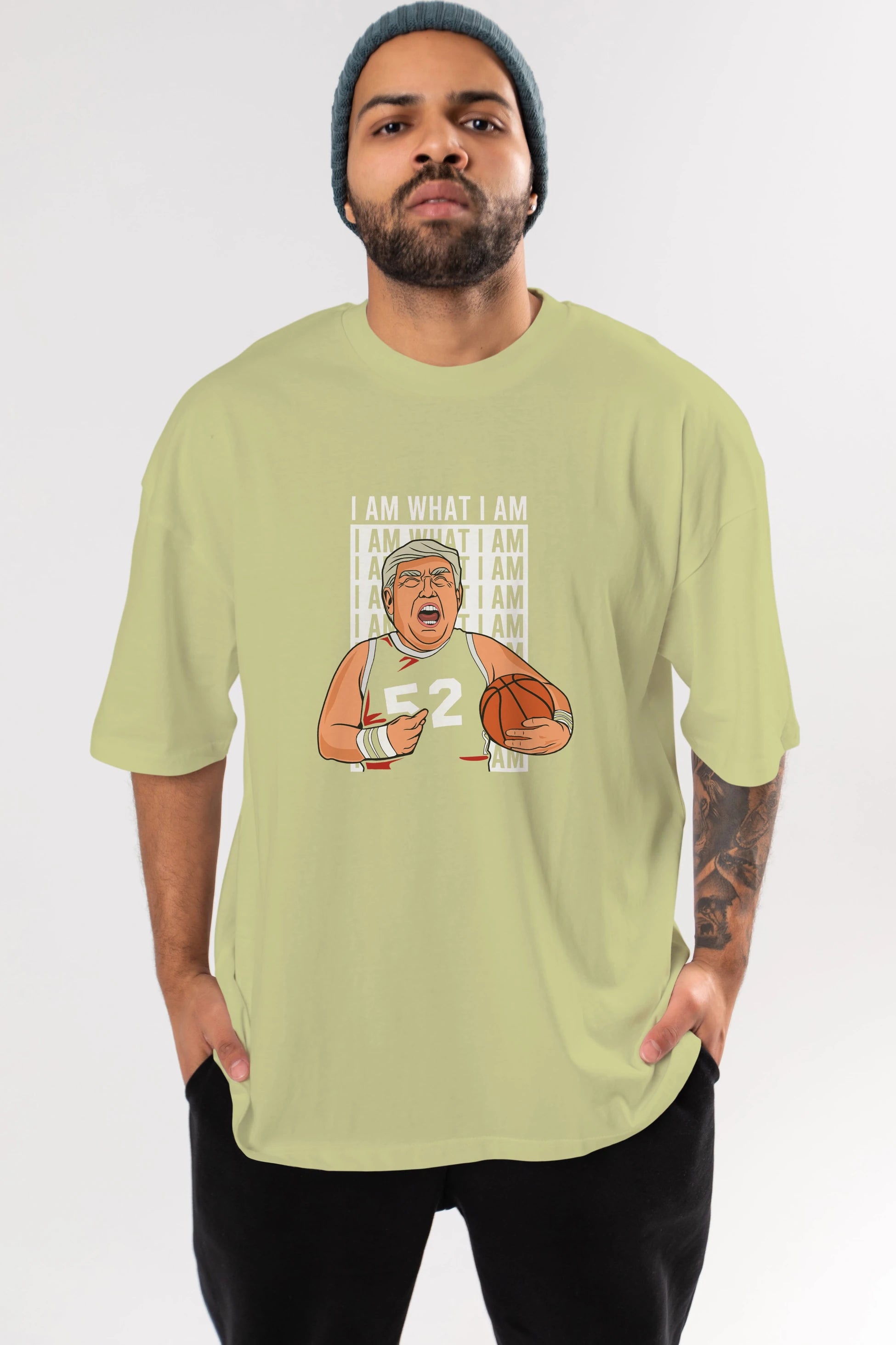 Trump Basketball Ön Baskılı Oversize t-shirt Erkek Kadın Unisex %100 Pamuk tişort