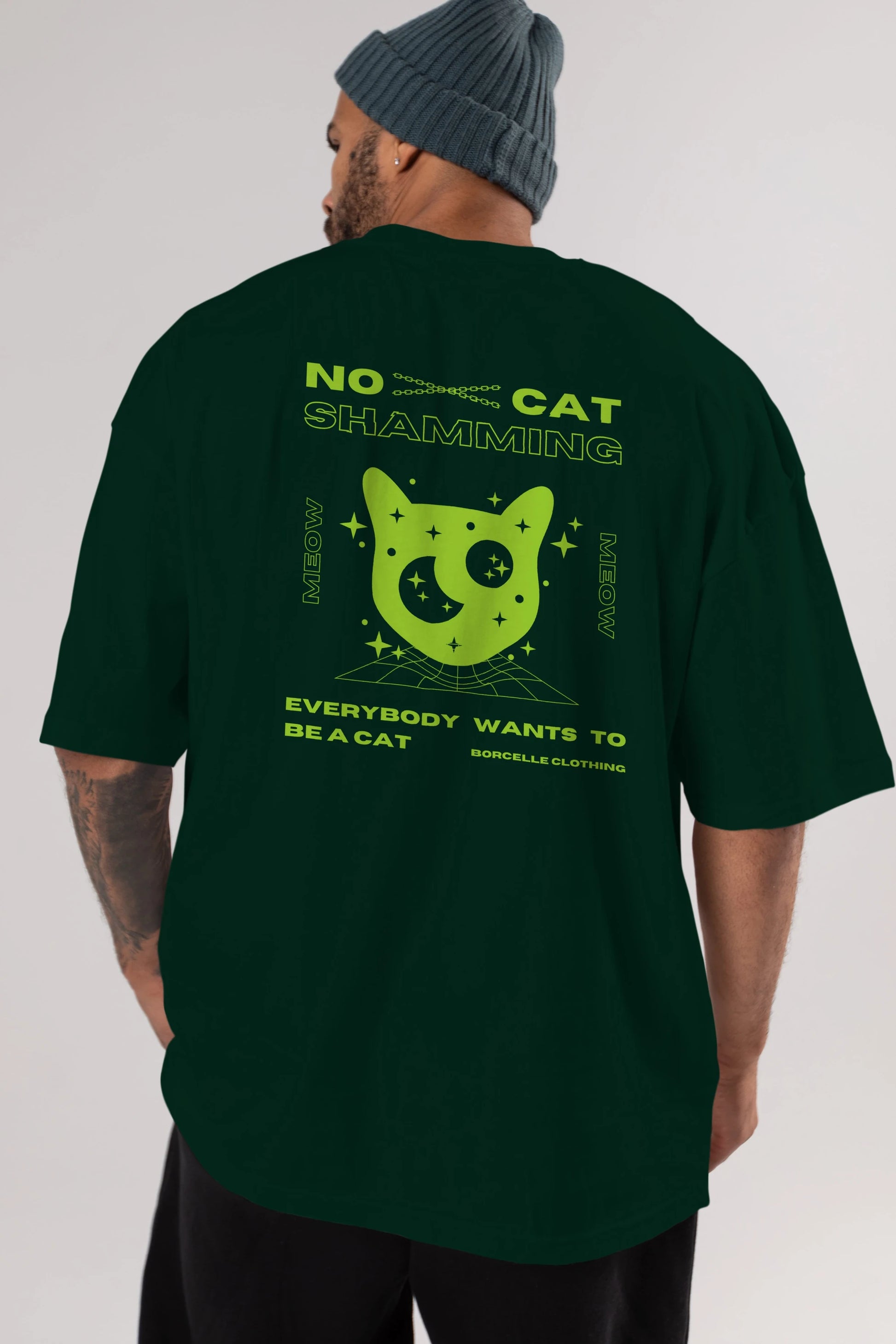 No Cat Shamming Yazılı Arka Baskılı Oversize t-shirt Erkek Kadın Unisex