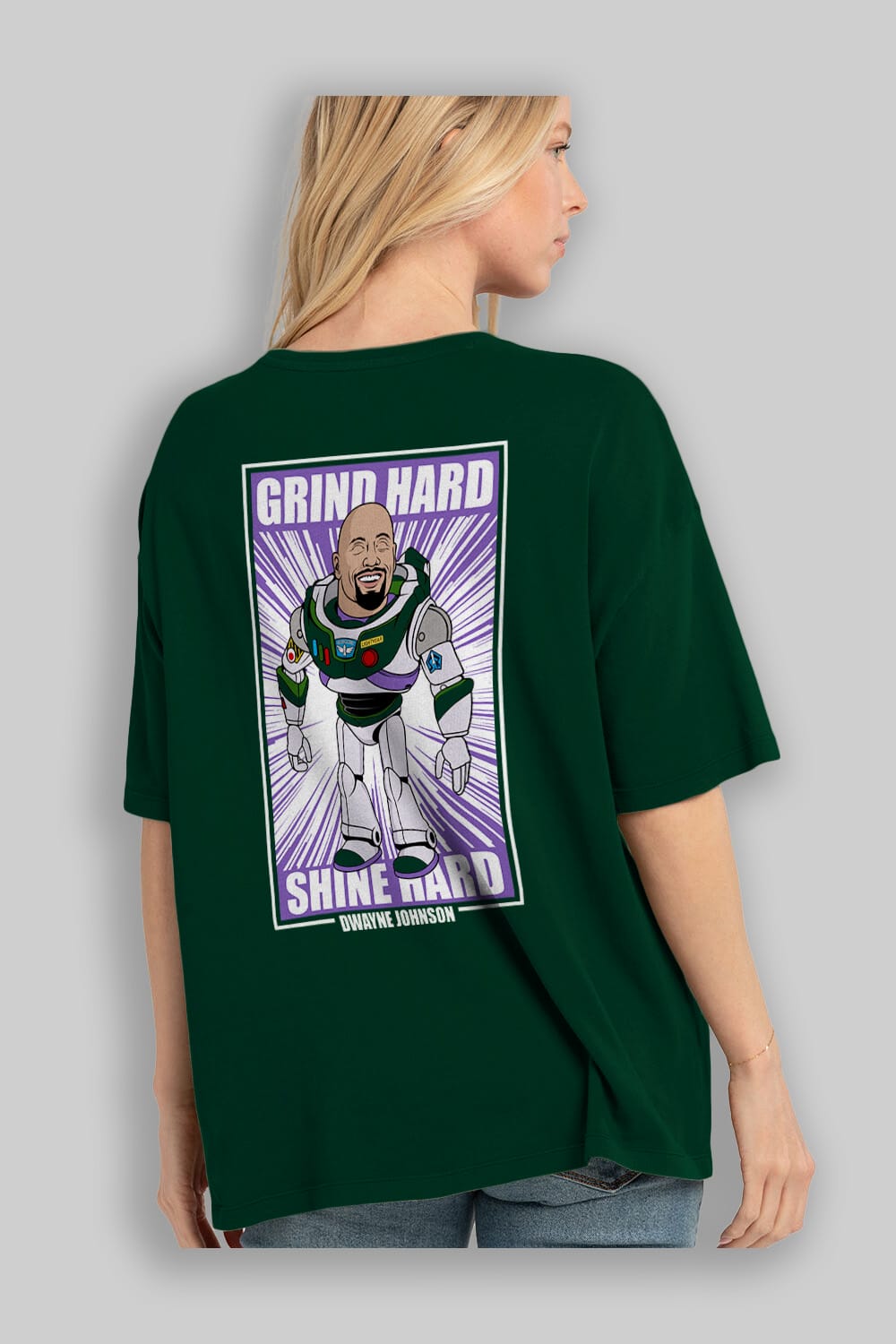 Dwayne Johnson Buzz Lightyear Arka Baskılı Oversize t-shirt Erkek Kadın Unisex %100 Pamuk tişort