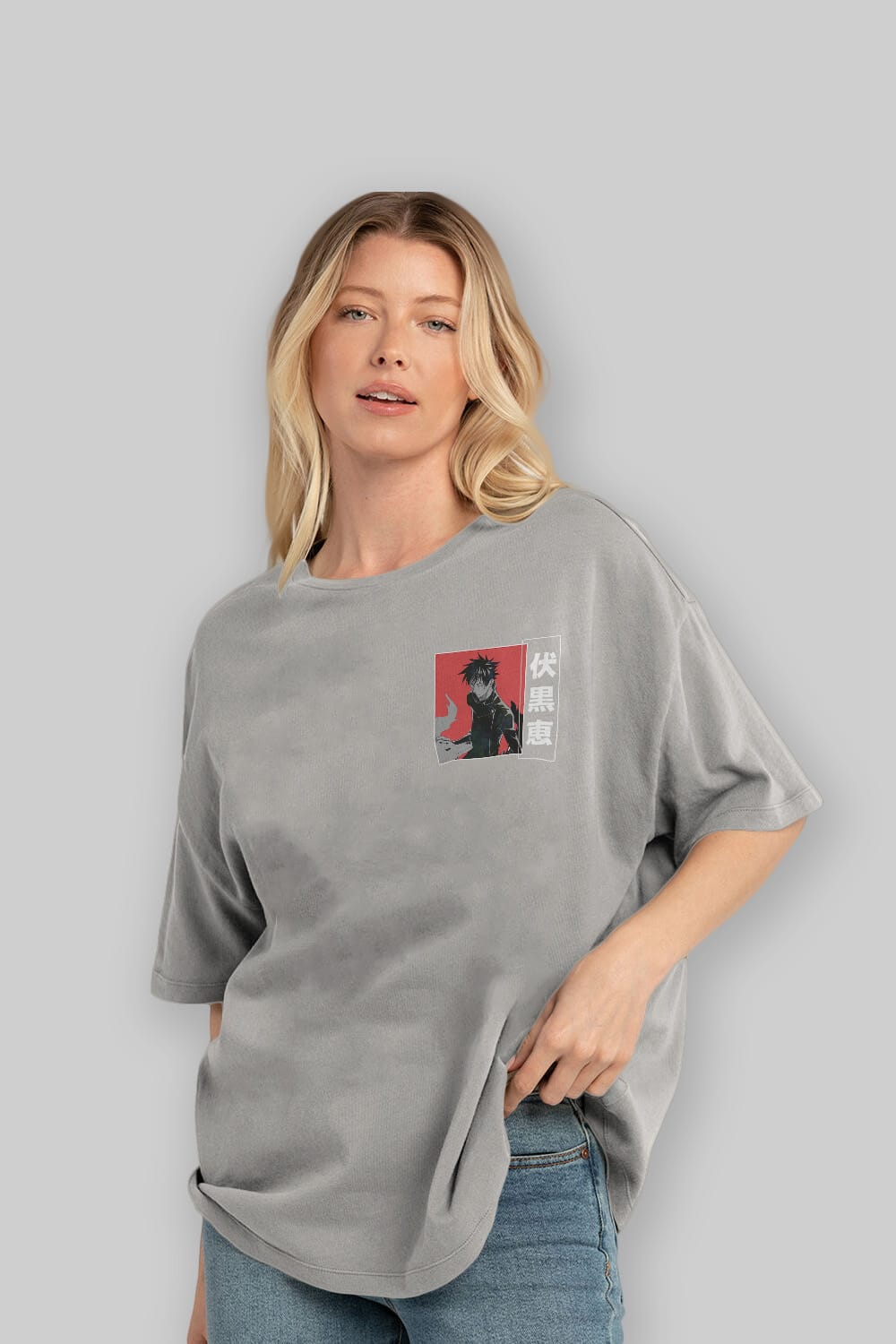Megumi Fushiguro Ön Sol Baskılı Oversize t-shirt Erkek Kadın Unisex %100 Pamuk Bisiklet Yaka tişort