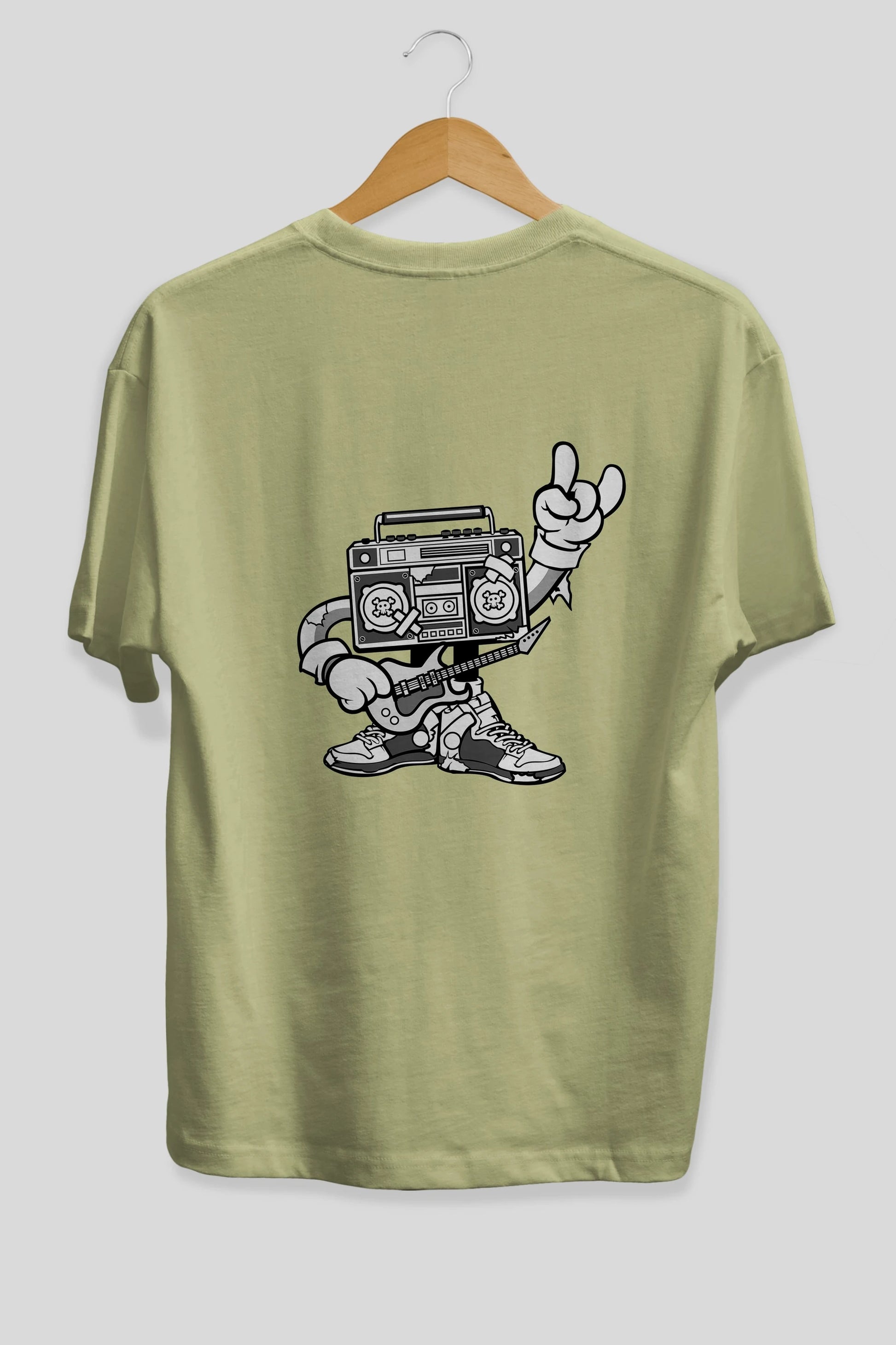 Boombox Rockstar Arka Baskılı Oversize t-shirt Erkek Kadın Unisex %100 Pamuk tişort