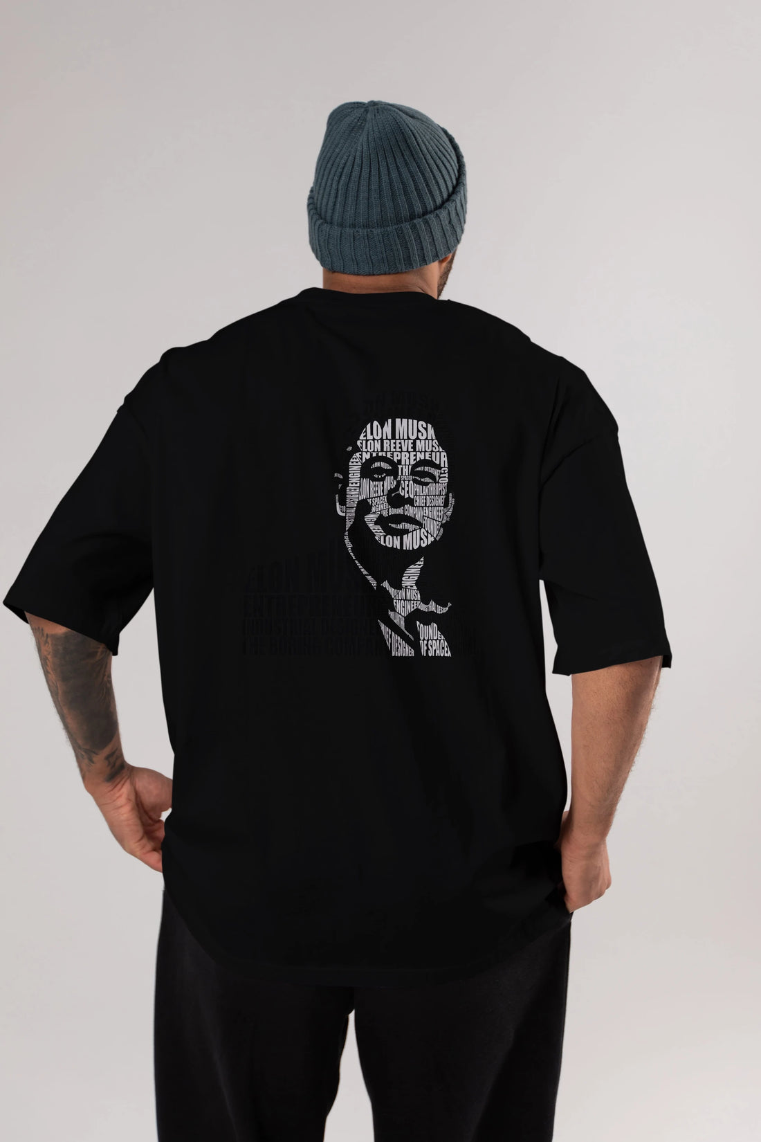 Elon Musk Calligram Arka Baskılı Oversize t-shirt %100 pamuk Erkek Kadın Unisex